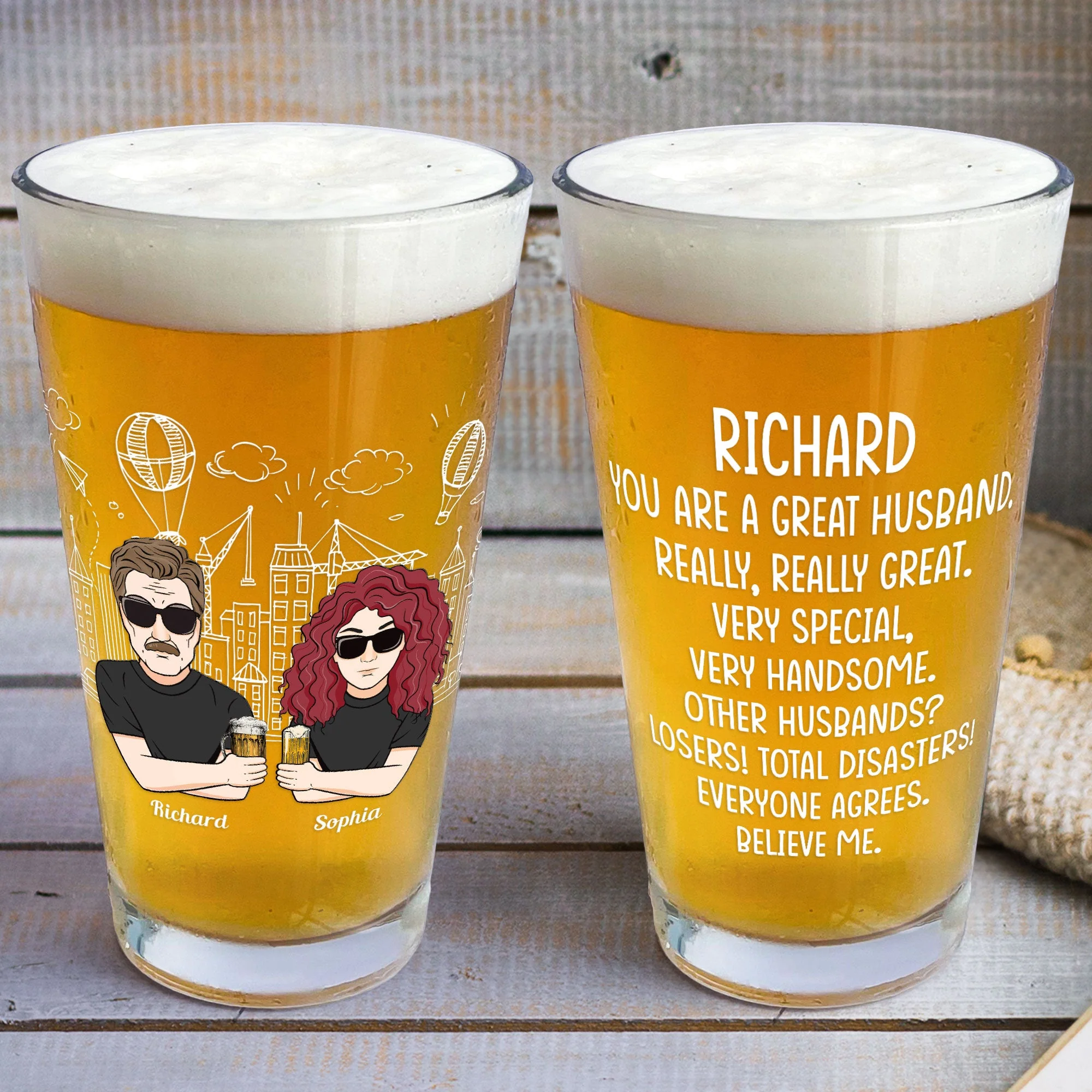 You Are A Great Husband - Personalized Beer Glass - Image 3