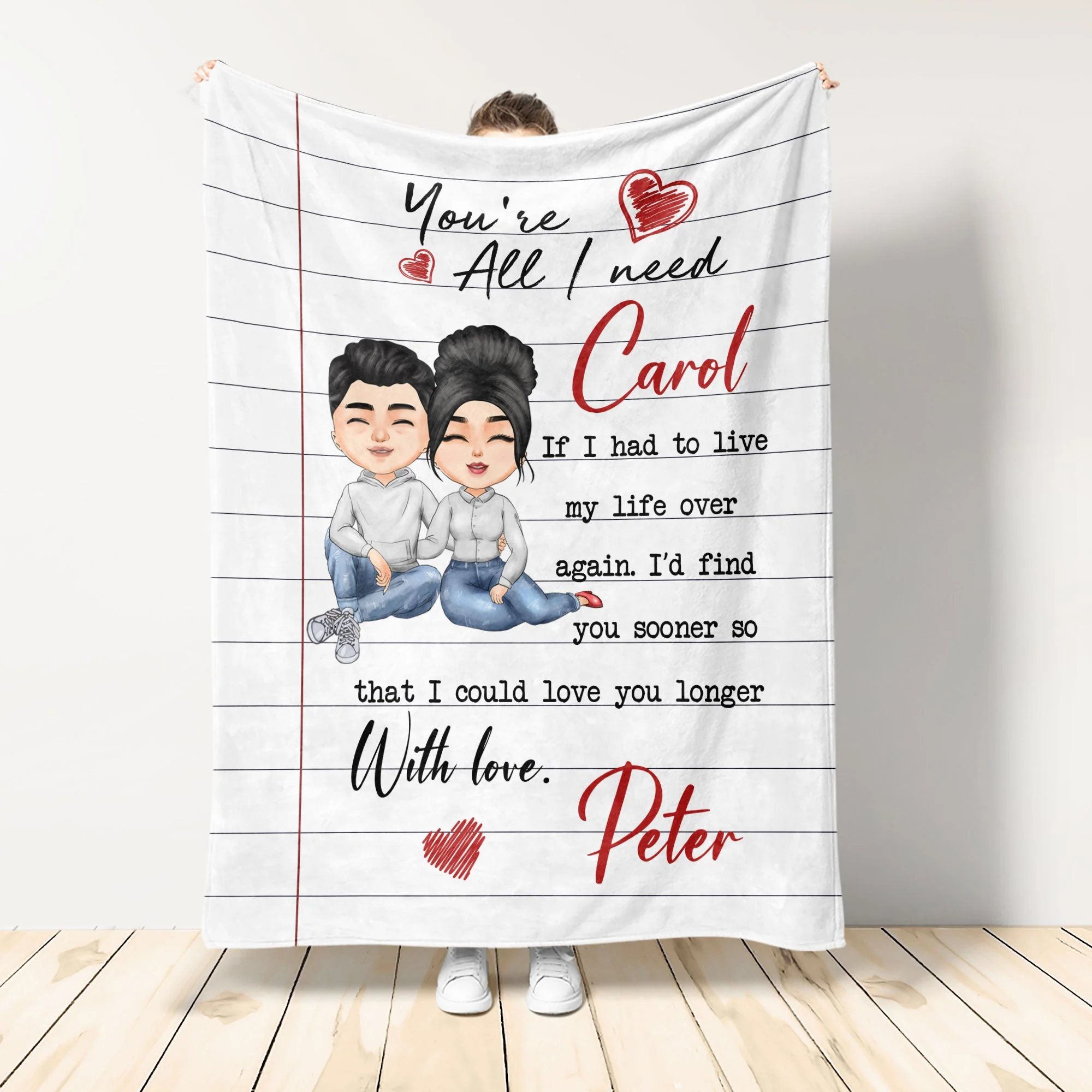 You Are All I Need Love Letter - Personalized Blanket - Anniversary, Valentine's Day, Birthday Gift For Spouse, Husband, Wife, Lovers, Girlfriend, Boyfriend