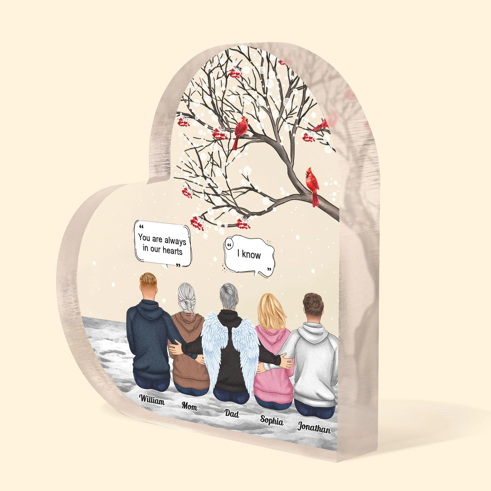 You Are Always In My Heart - Personalized Heart Shaped Acrylic Plaque - Image 2