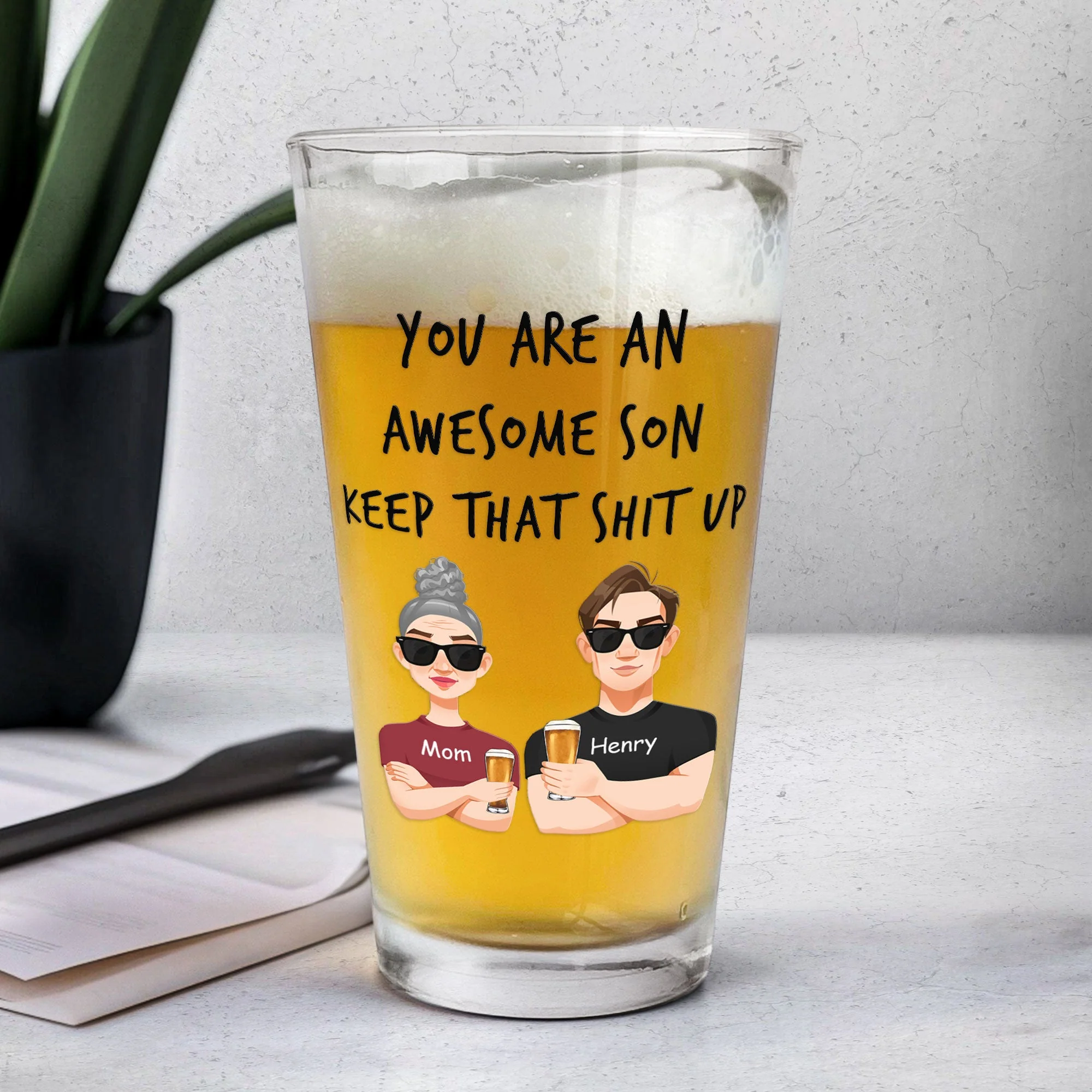 You Are An Awesome Son - Personalized Beer Glass - Image 3
