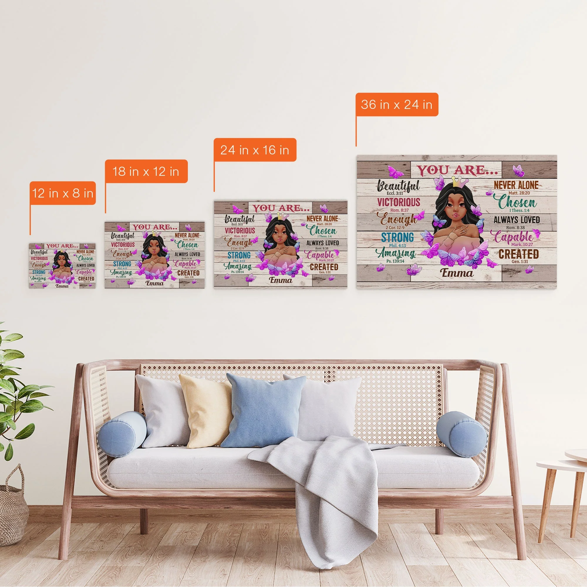 You Are Beautiful Never Alone - Personalized Poster/Wrapped Canvas - Birthday Gift For Girls, Black Girls, Daughters, Grand-daughters, Friends - Image 4