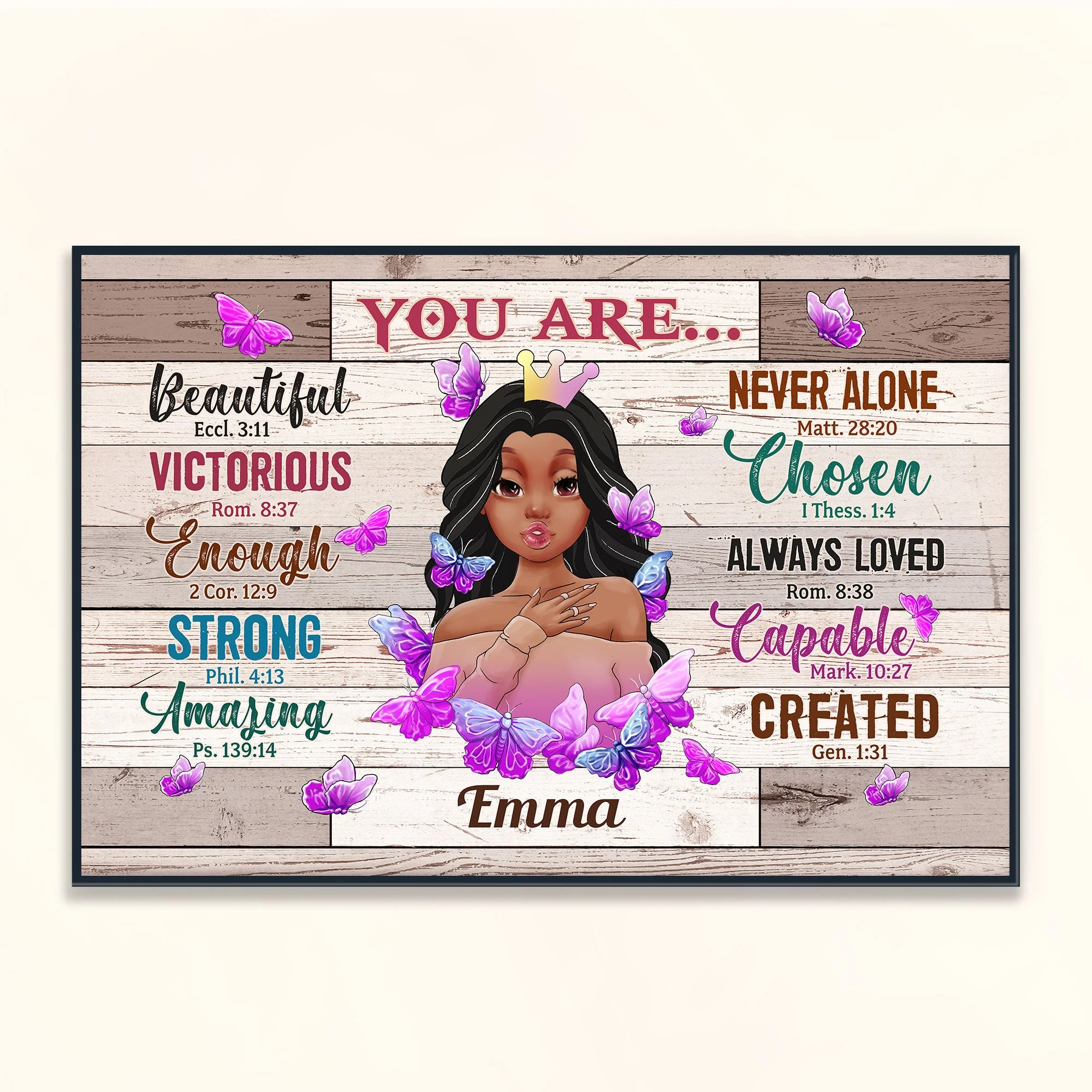 You Are Beautiful Never Alone - Personalized Poster/Wrapped Canvas - Birthday Gift For Girls, Black Girls, Daughters, Grand-daughters, Friends - Image 5