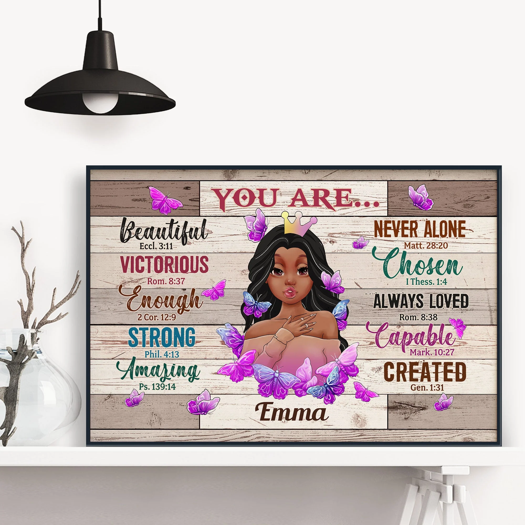 You Are Beautiful Never Alone - Personalized Poster/Wrapped Canvas - Birthday Gift For Girls, Black Girls, Daughters, Grand-daughters, Friends - Image 6