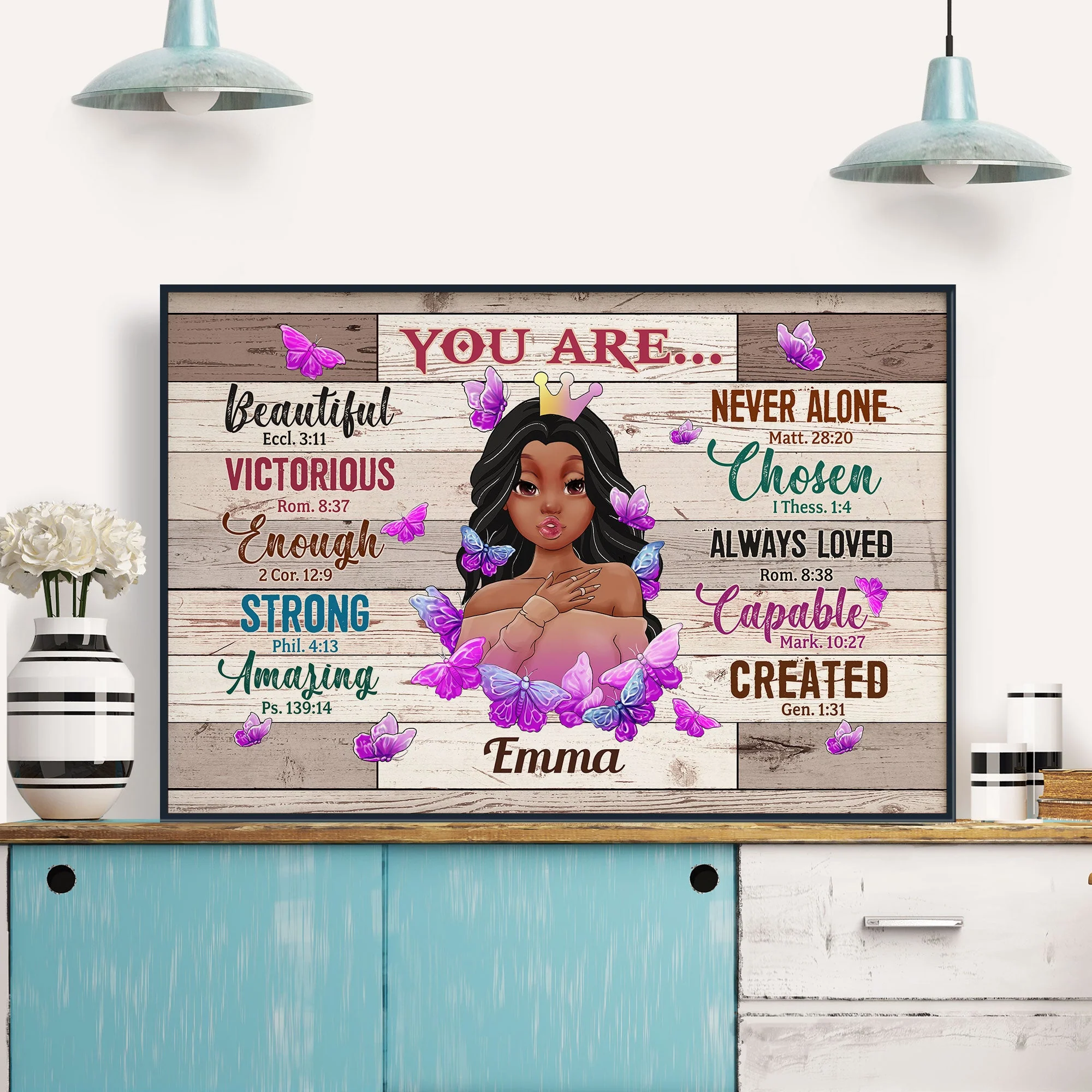 You Are Beautiful Never Alone - Personalized Poster/Wrapped Canvas - Birthday Gift For Girls, Black Girls, Daughters, Grand-daughters, Friends - Image 7