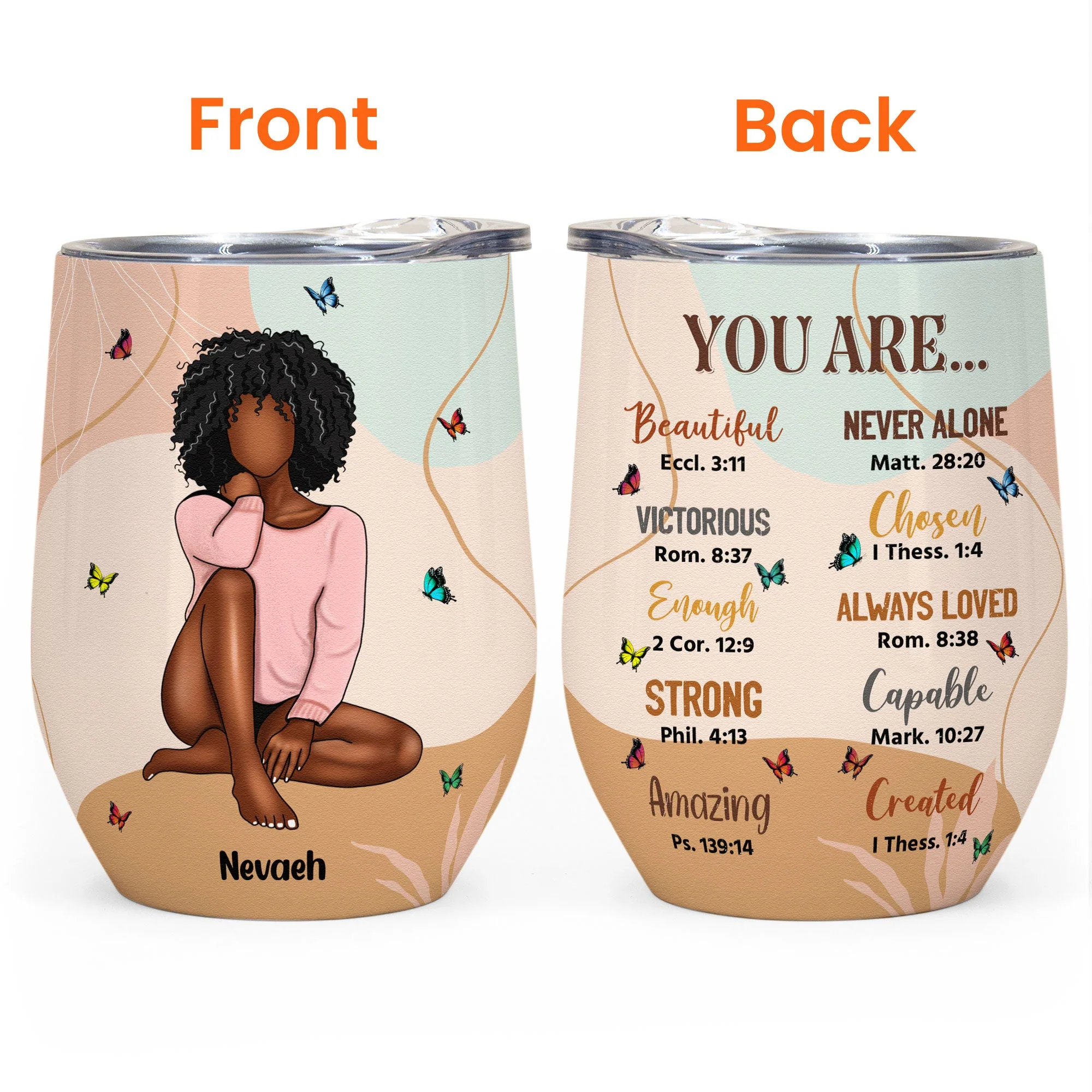 You Are Beautiful - Personalized Wine Tumbler - Birthday, Loving, Daily Affirmations Gift For Woman, Girl - Image 3