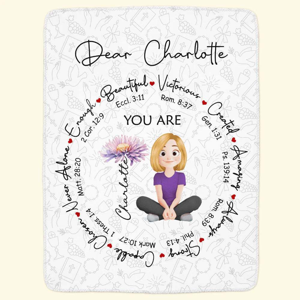 You Are Bible Verses Birth Flower - Personalized Blanket - Image 2