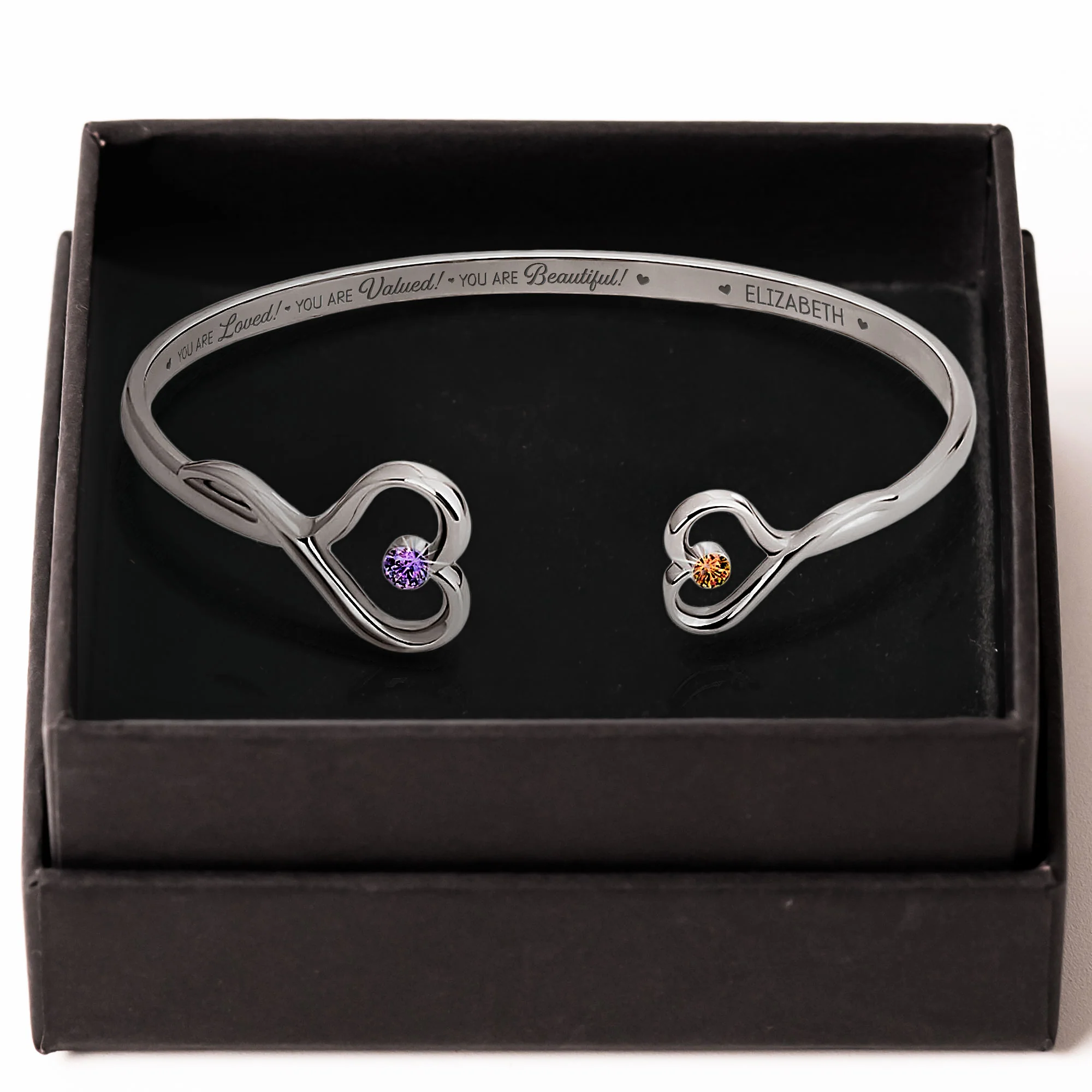 You Are Loved You Are Valued You Are Beautiful - Personalized Heart Bracelet - Image 2