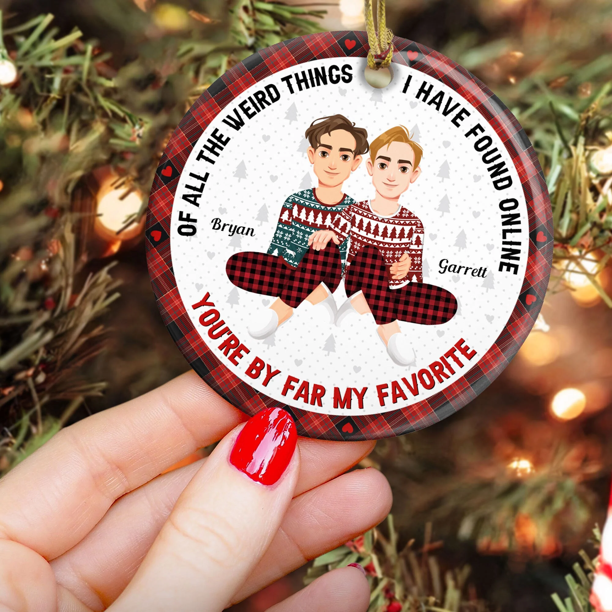 You Are My Favorite By Far Christmas Gift For Couples - Personalized Couple Ornament - Image 3