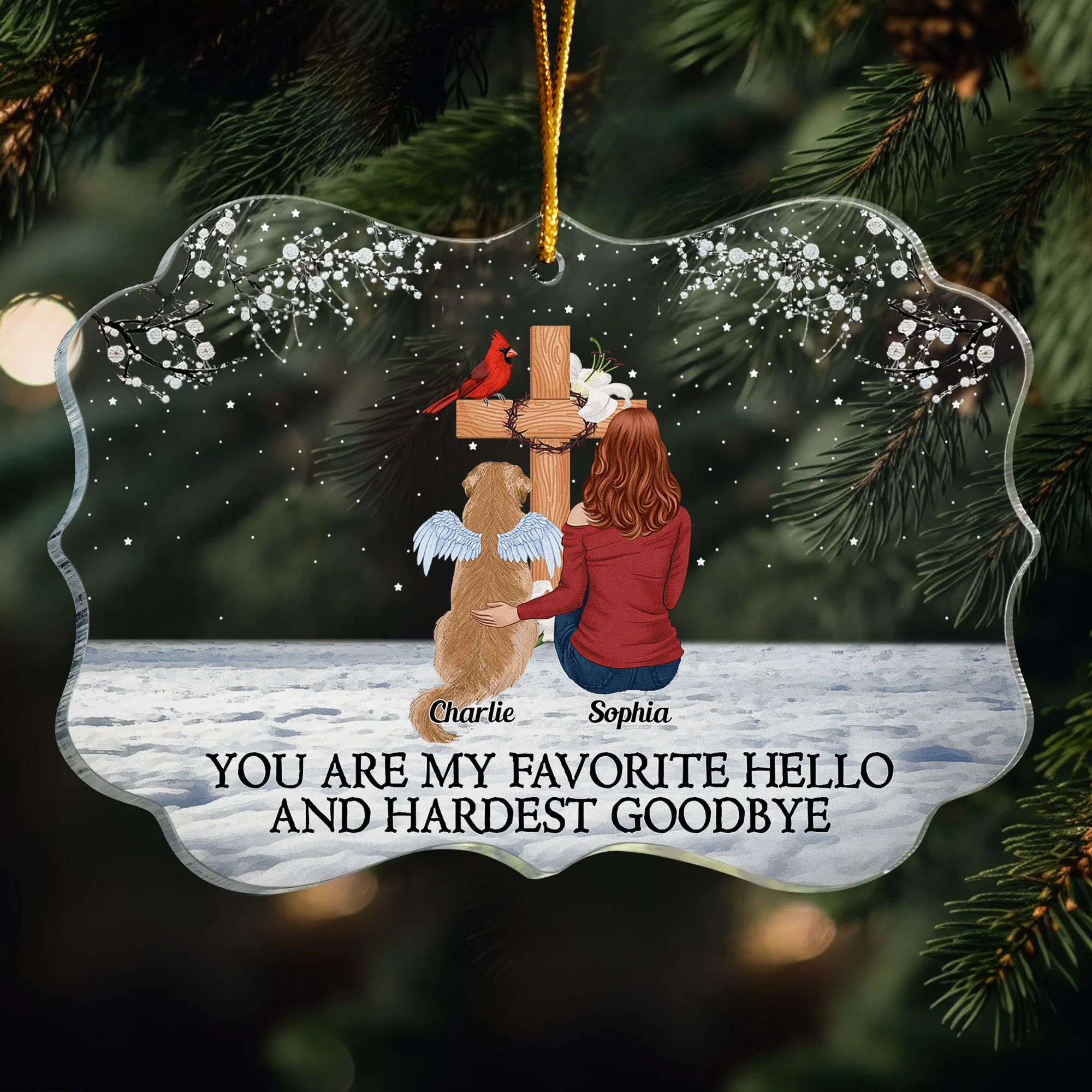 You Are My Favorite Hello And Hardest Goodbye - Personalized Acrylic Ornament - Image 2