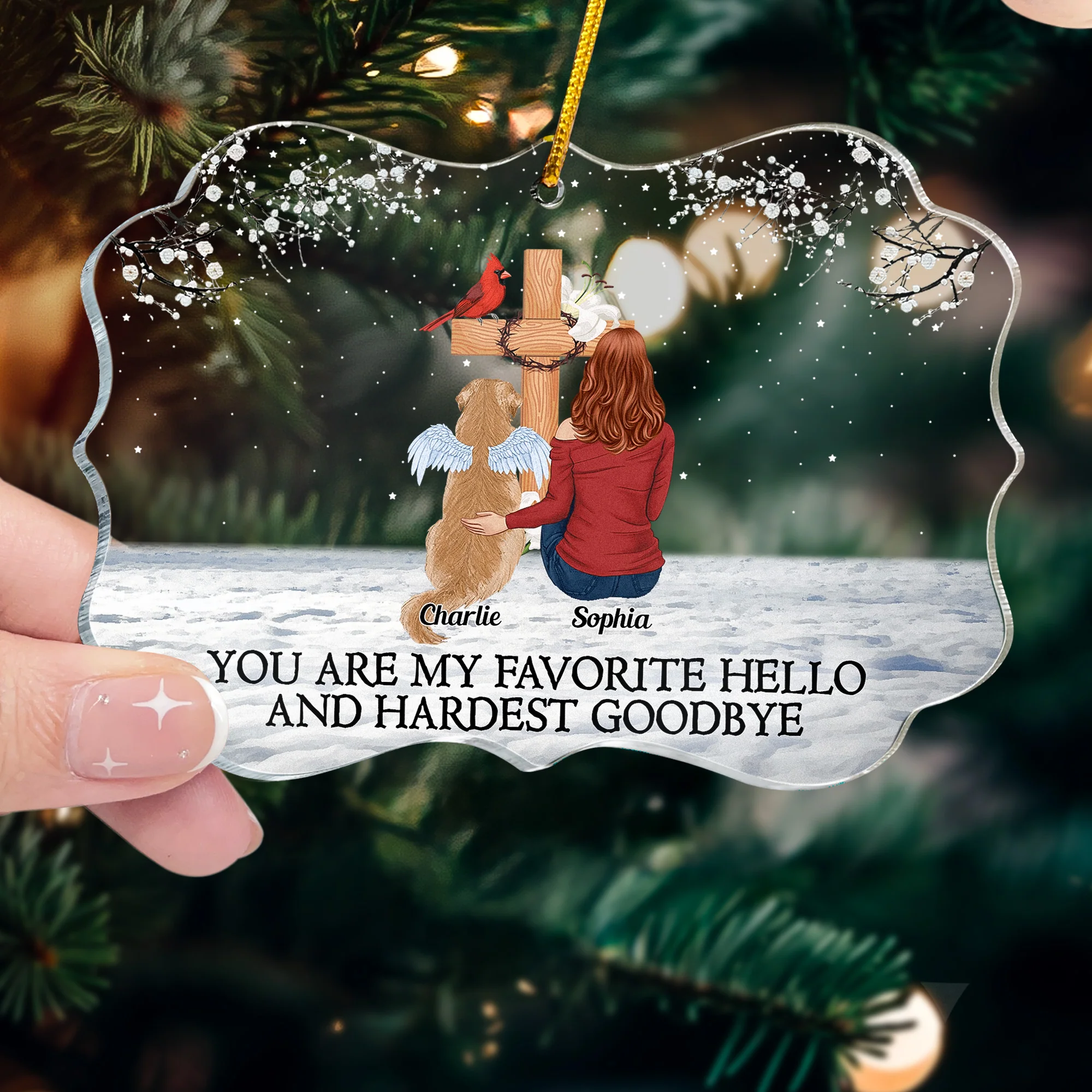 You Are My Favorite Hello And Hardest Goodbye - Personalized Acrylic Ornament - Image 3