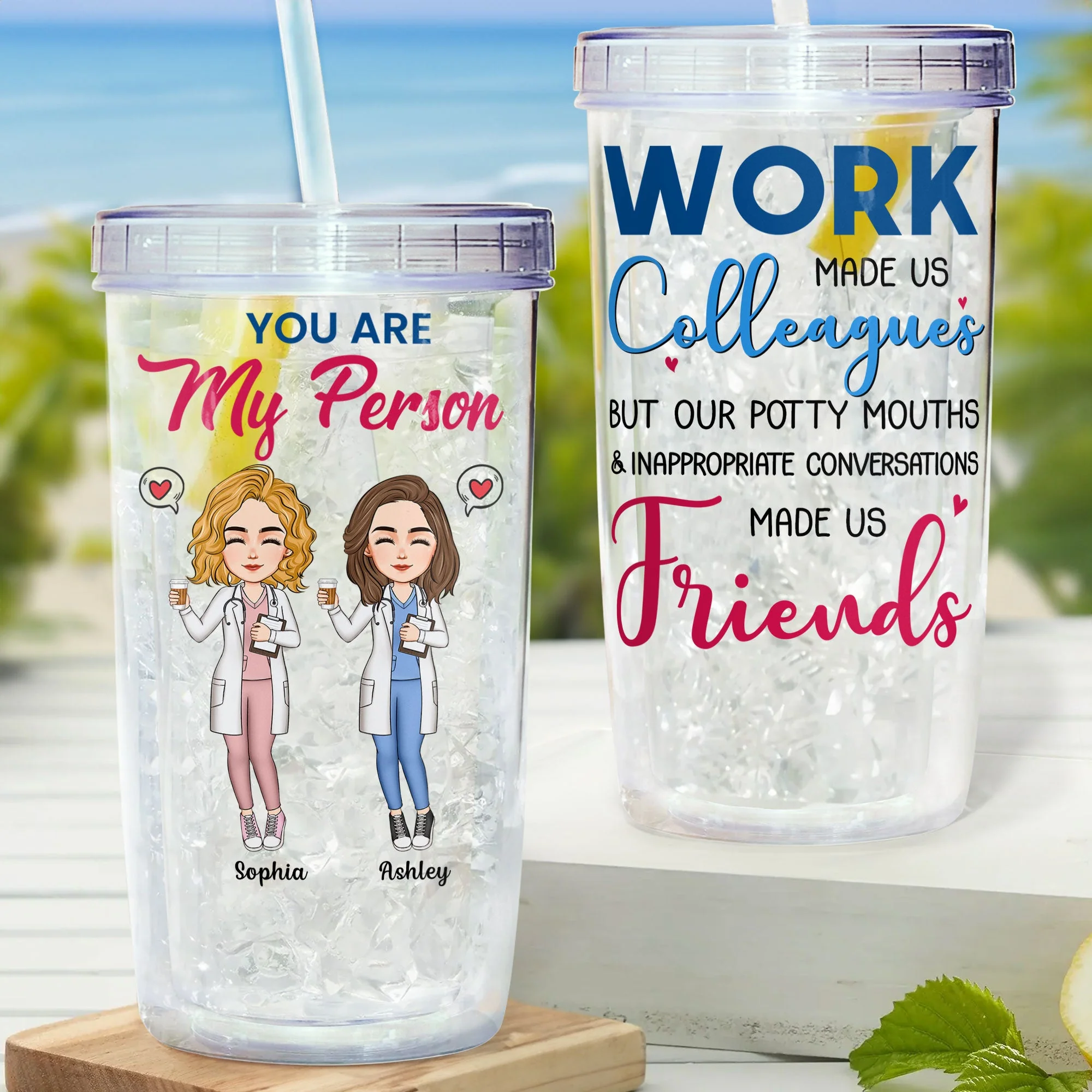 You Are My Person - Nurse Version - Personalized Acrylic Tumbler With Straw - Image 2