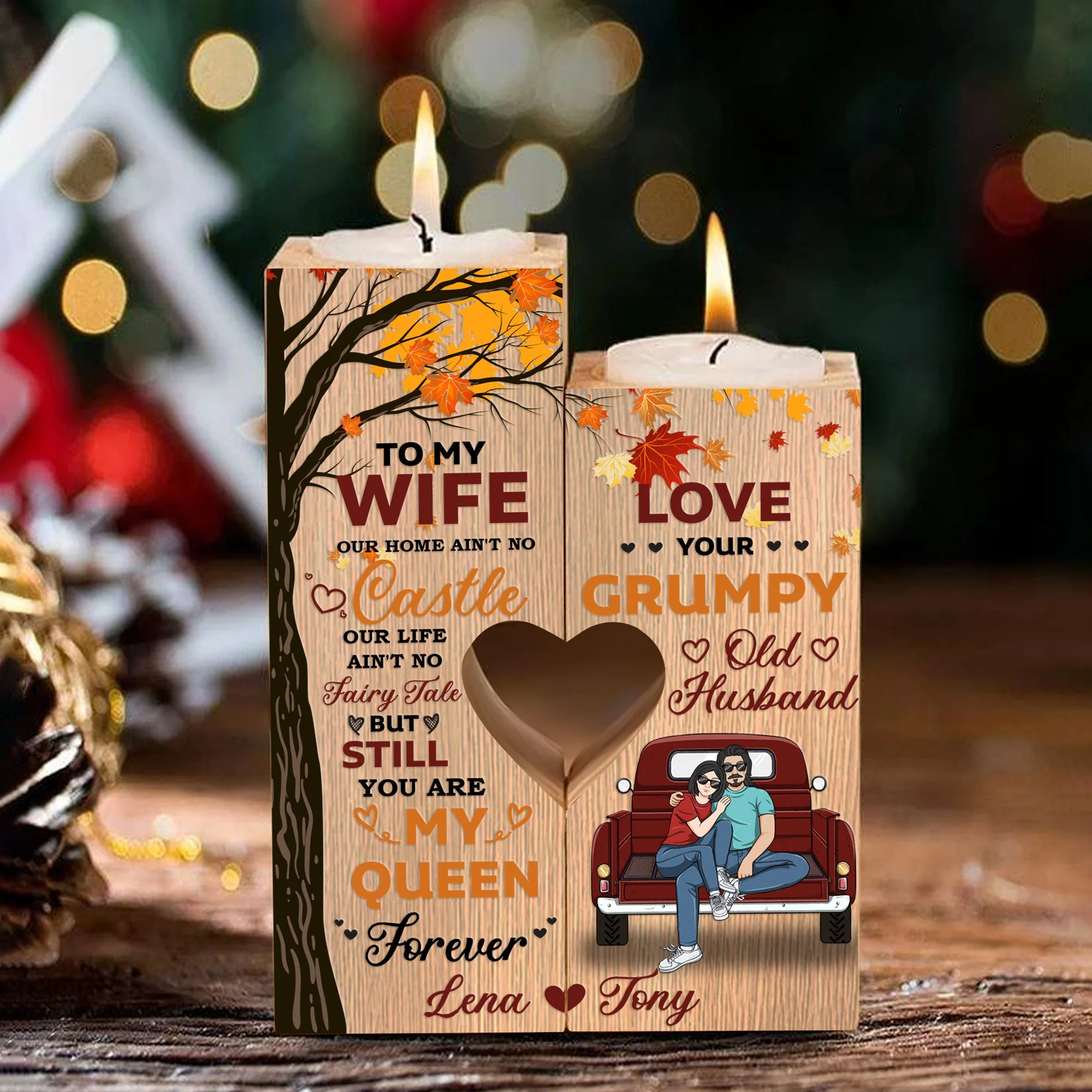 You Are My Queen/King Forever - Personalized Wood Candle Holder - Anniversary, Birthday Gift For Spouse, Husband, Wife, Lover, Boyfriend, Girlfriend - Image 2