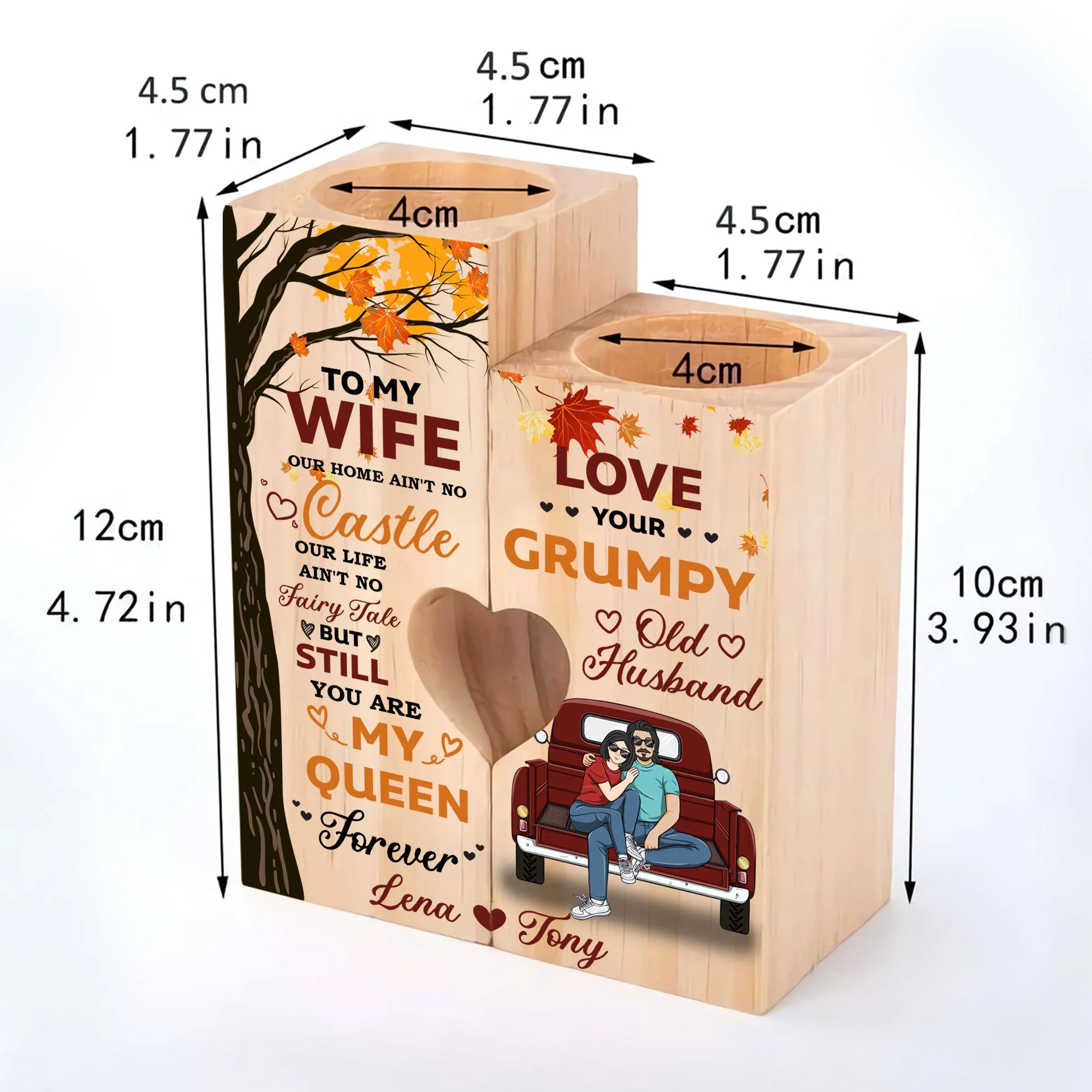 You Are My Queen/King Forever - Personalized Wood Candle Holder - Anniversary, Birthday Gift For Spouse, Husband, Wife, Lover, Boyfriend, Girlfriend - Image 7