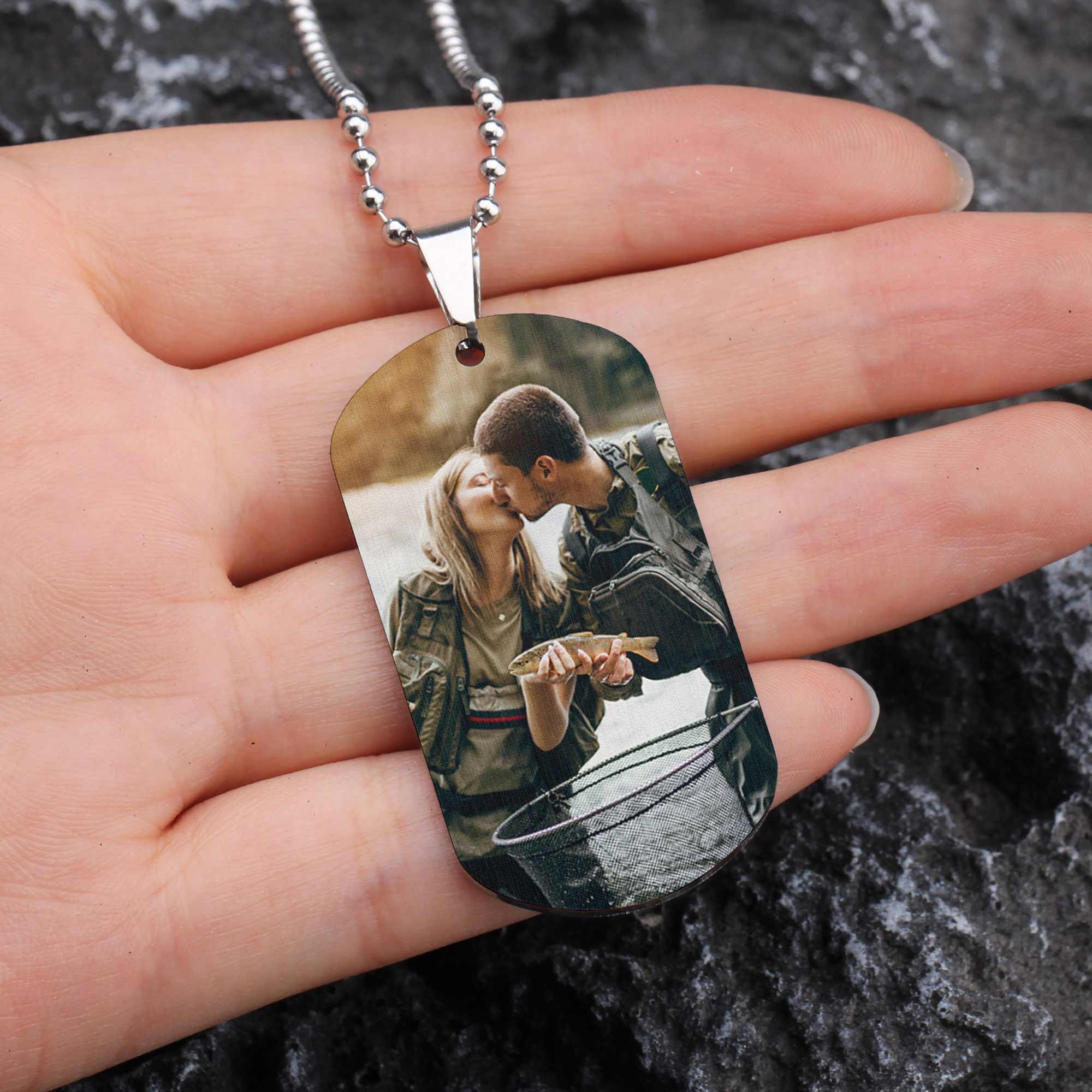 You Are The Greatest Catch Of My Life - Personalized Photo Dog Tag Necklace - Image 6
