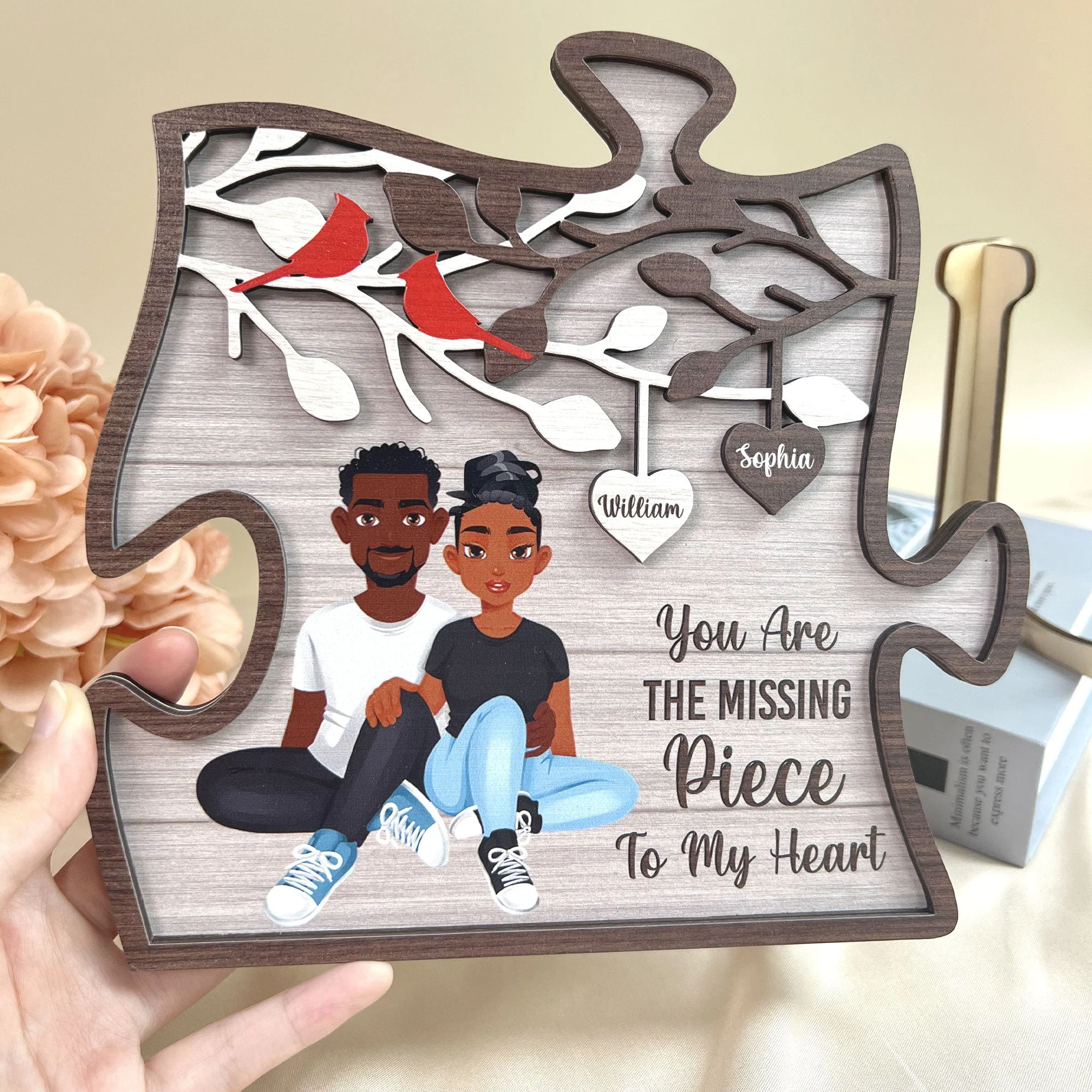 You Are The Missing Piece To My Heart - Personalized 2 Layers Wooden Plaque - Image 2