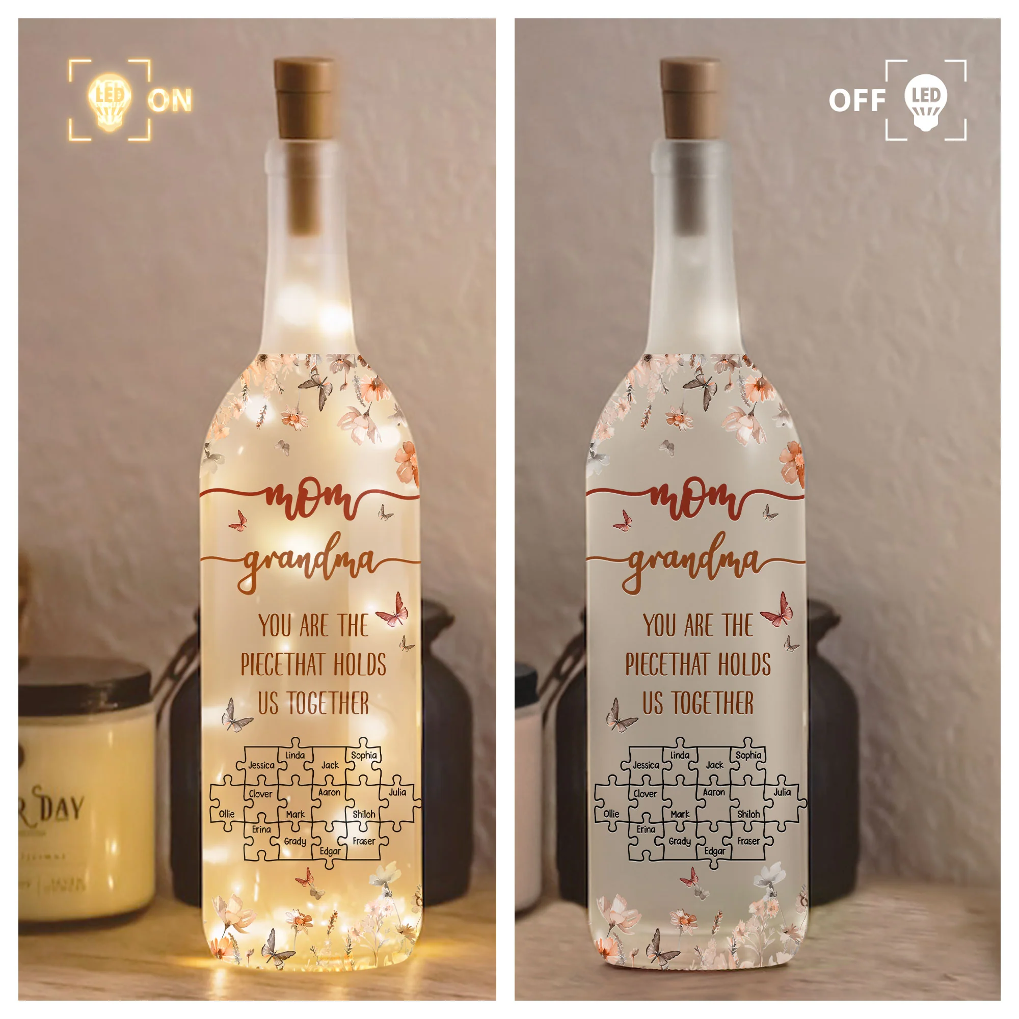 You Are The Piece That Holds Us Together - Personalized Bottle Lamp - Image 2