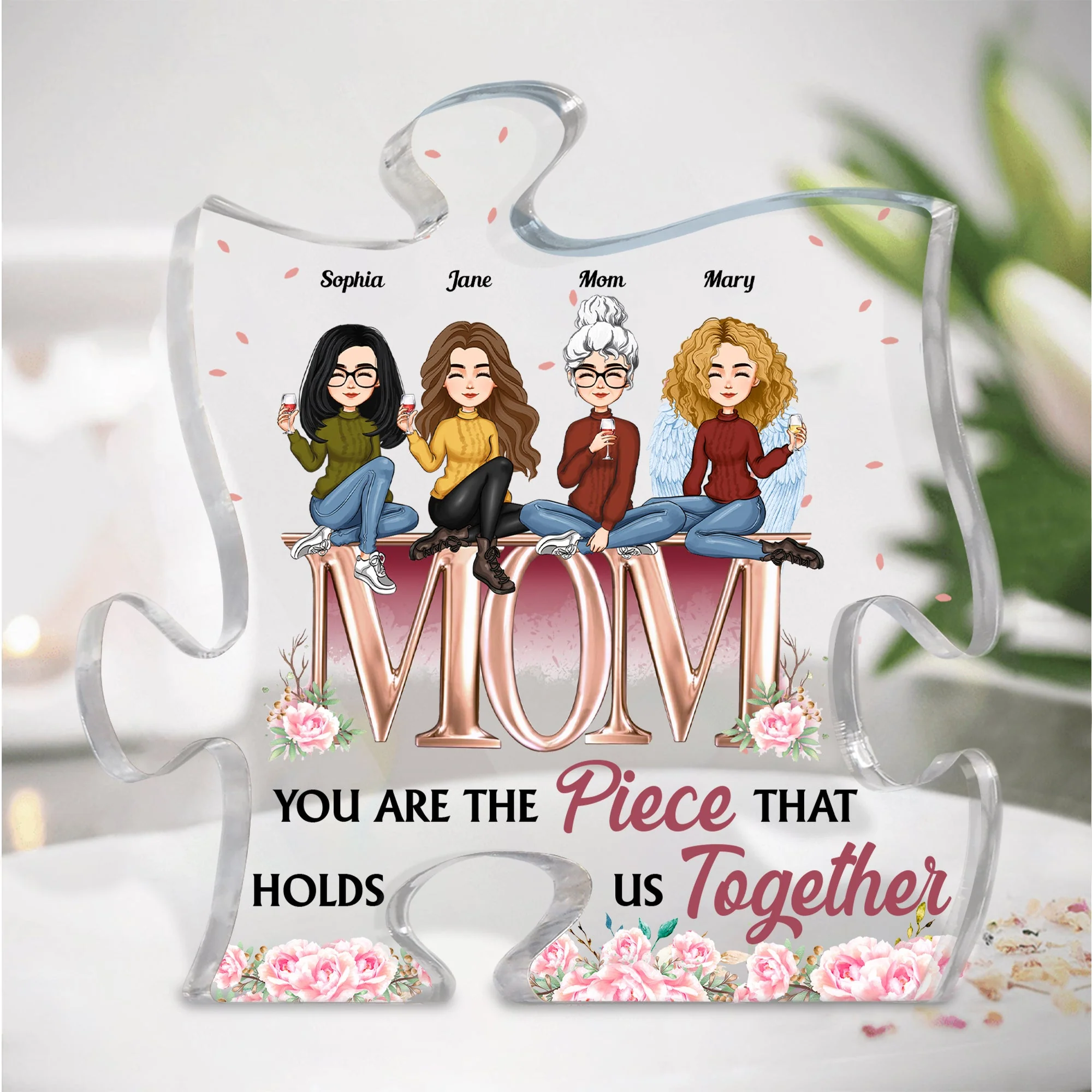 You Are The Piece That Holds Us Together - Personalized Puzzle Piece Acrylic Plaque - Image 2