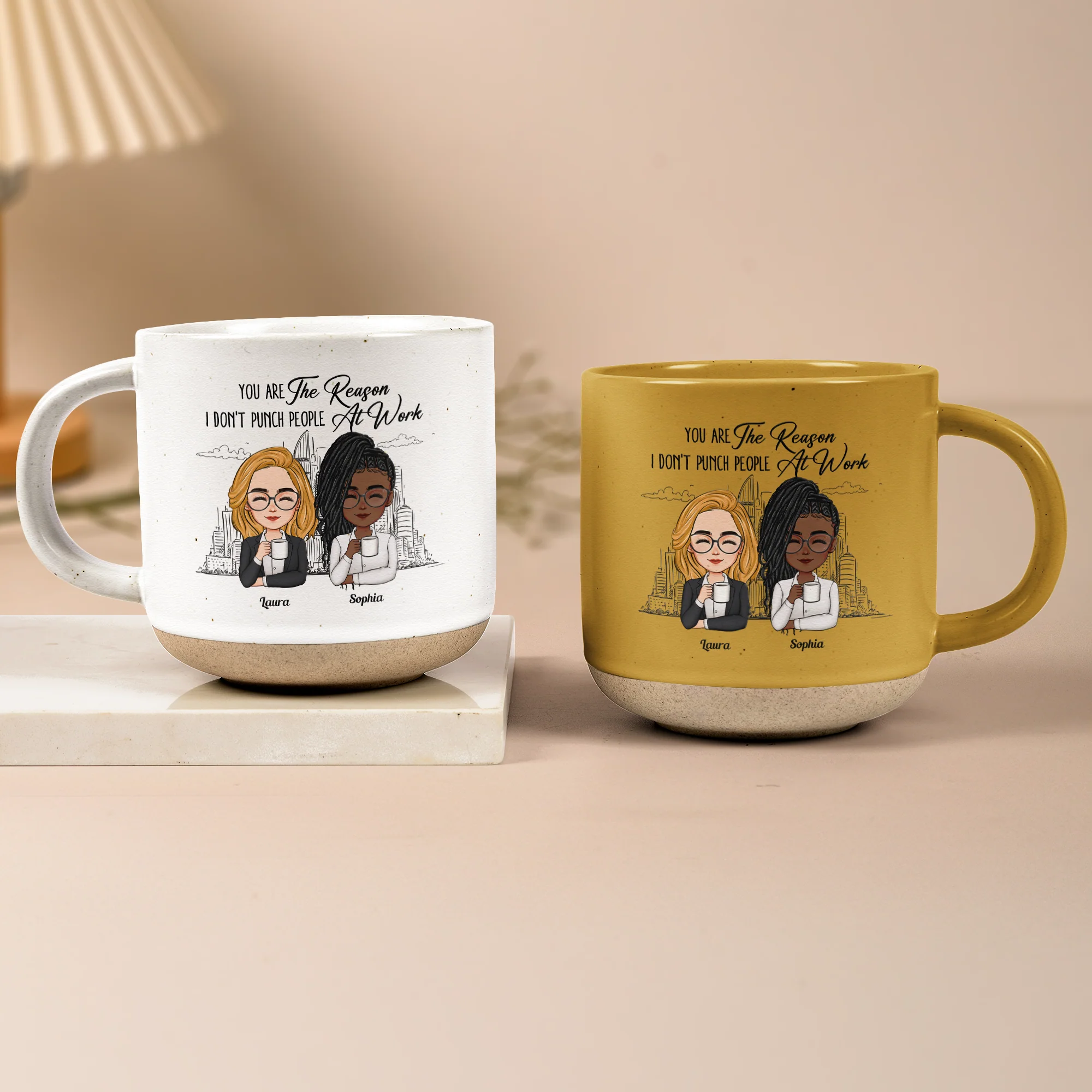 You Are The Reason I Don't Punch People At Work - Personalized Pottery Mug - Image 2