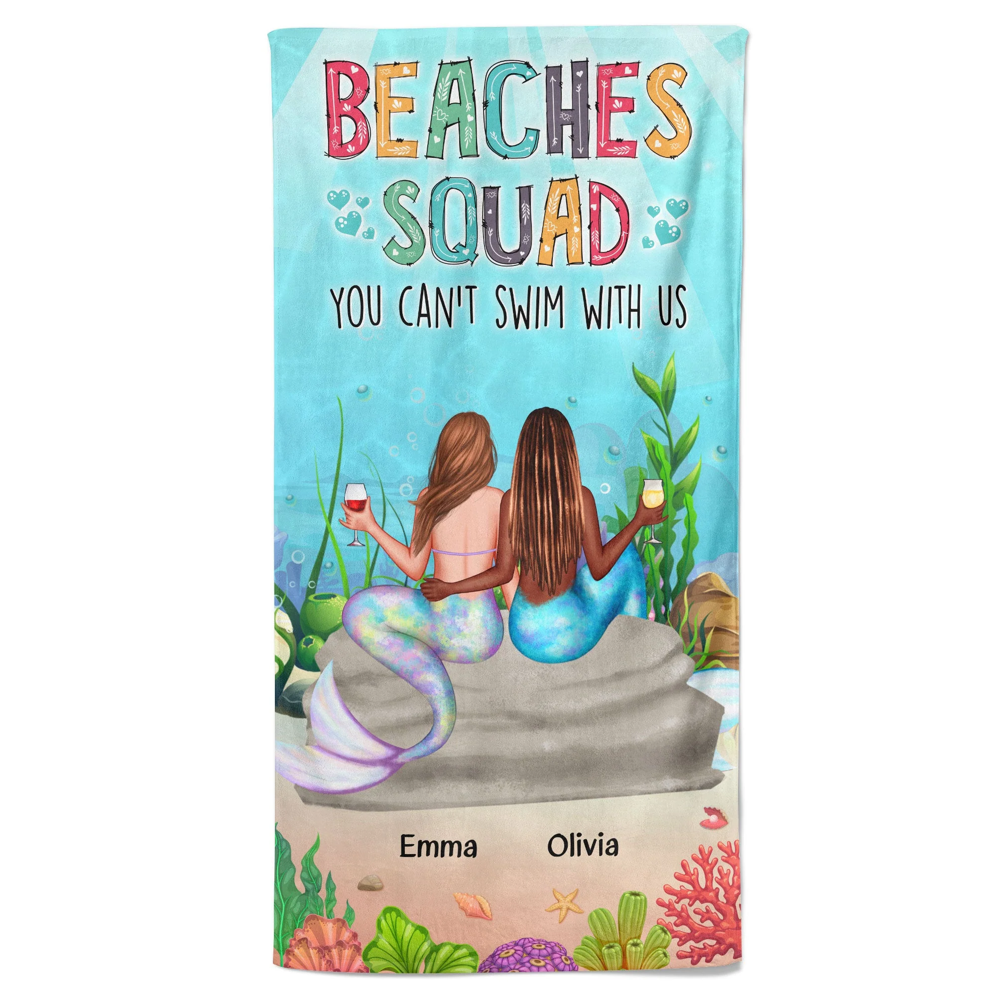 You Can't Swim With Us - Personalized Beach Towel - Image 9