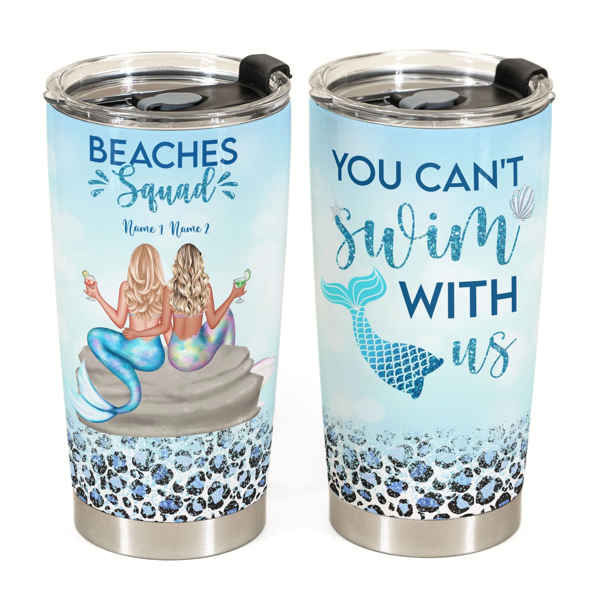 You Can't Swim With Us - Personalized Tumbler Cup - Gift For Friends, Besties, Mermaid, Partying - Image 2