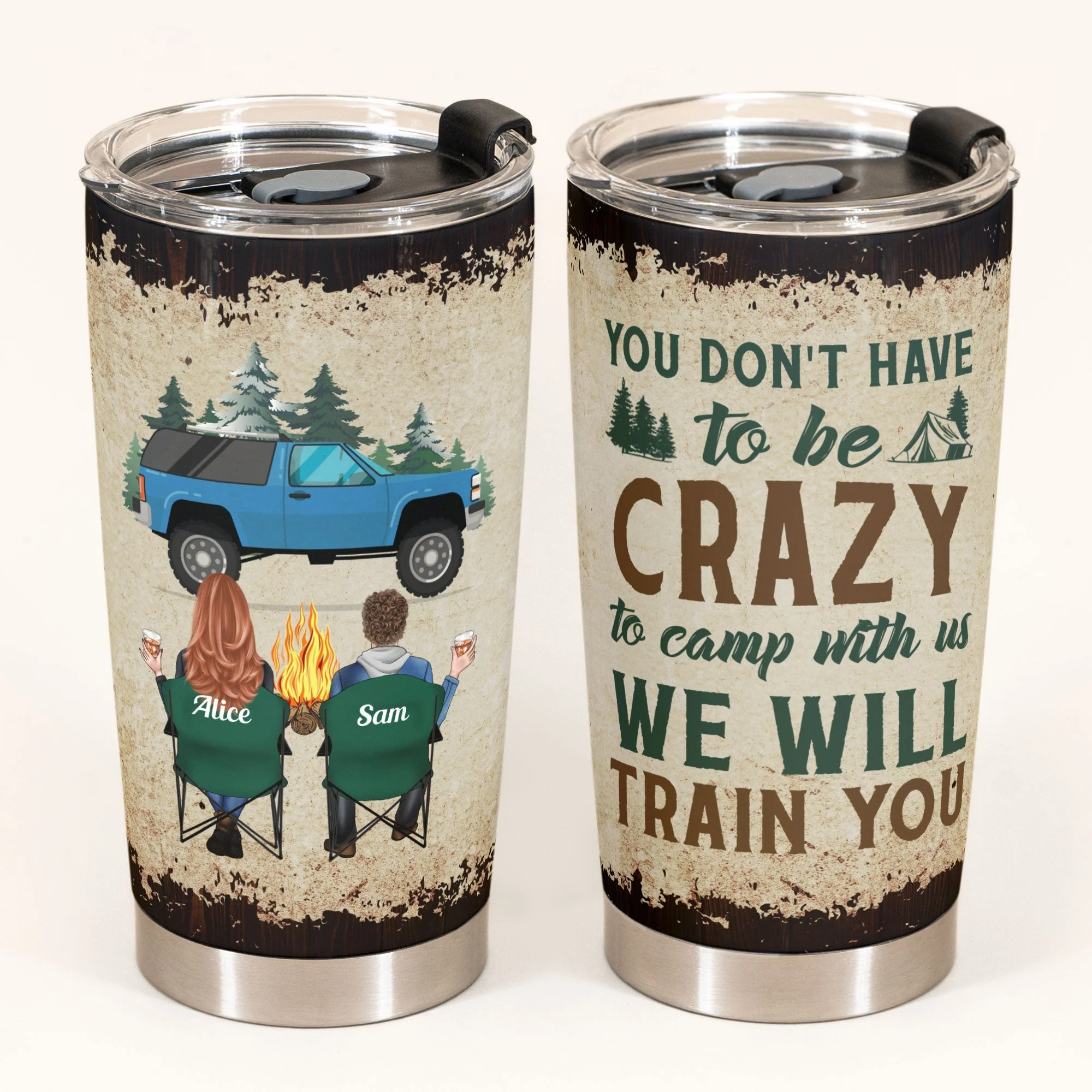 You Don'T Have To Be Crazy To Camp With Us - Personalized Tumbler Cup - Birthday, Christmas Gift For Camping Friends - Image 2