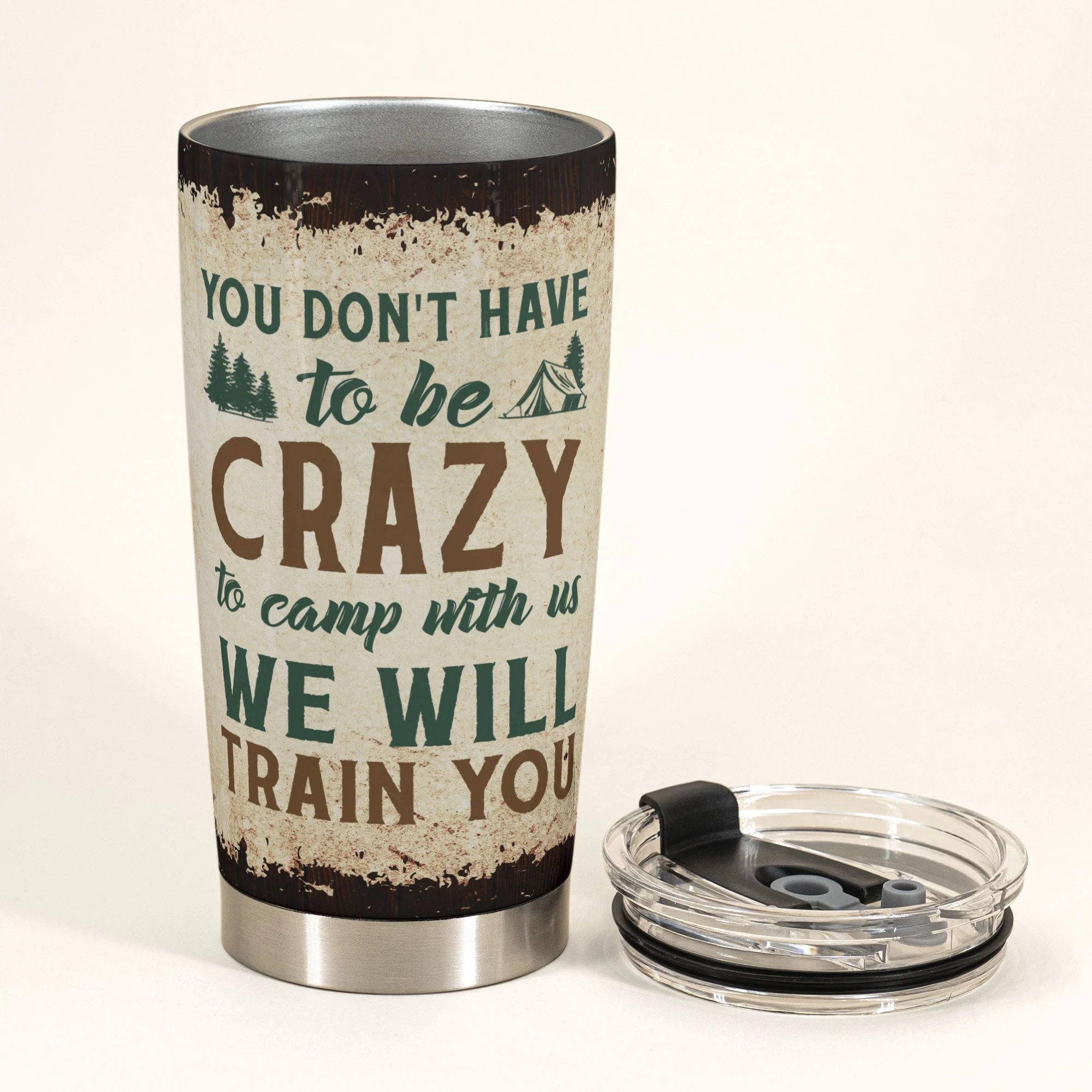 You Don'T Have To Be Crazy To Camp With Us - Personalized Tumbler Cup - Birthday, Christmas Gift For Camping Friends - Image 3
