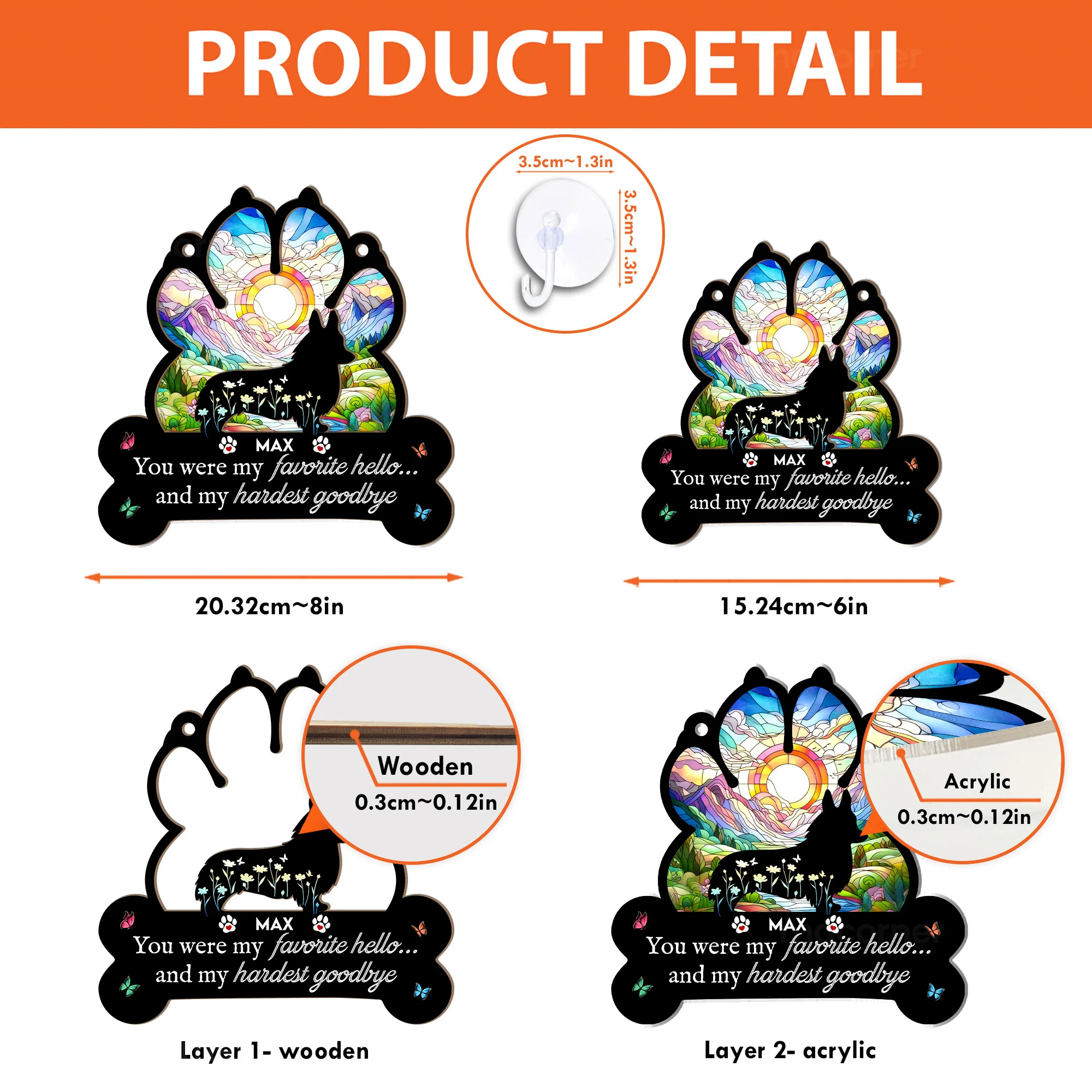 You Left Paw Prints Forever On Our Hearts - Personalized Window Hanging Suncatcher Ornament - Image 4