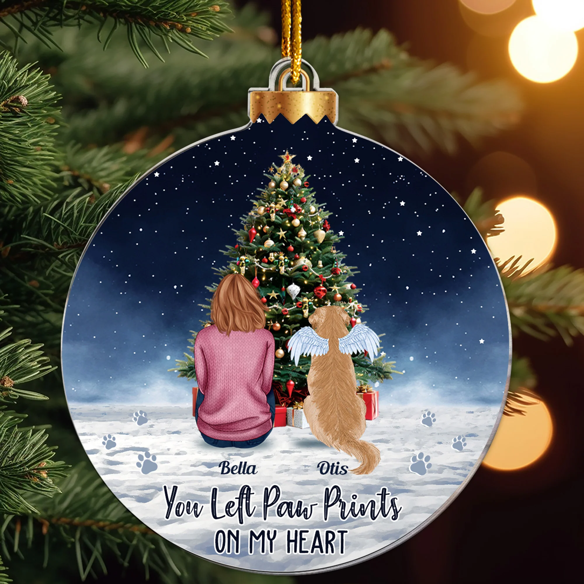 You Left Paw Prints On My Heart - Personalized Acrylic Ornament - Image 2