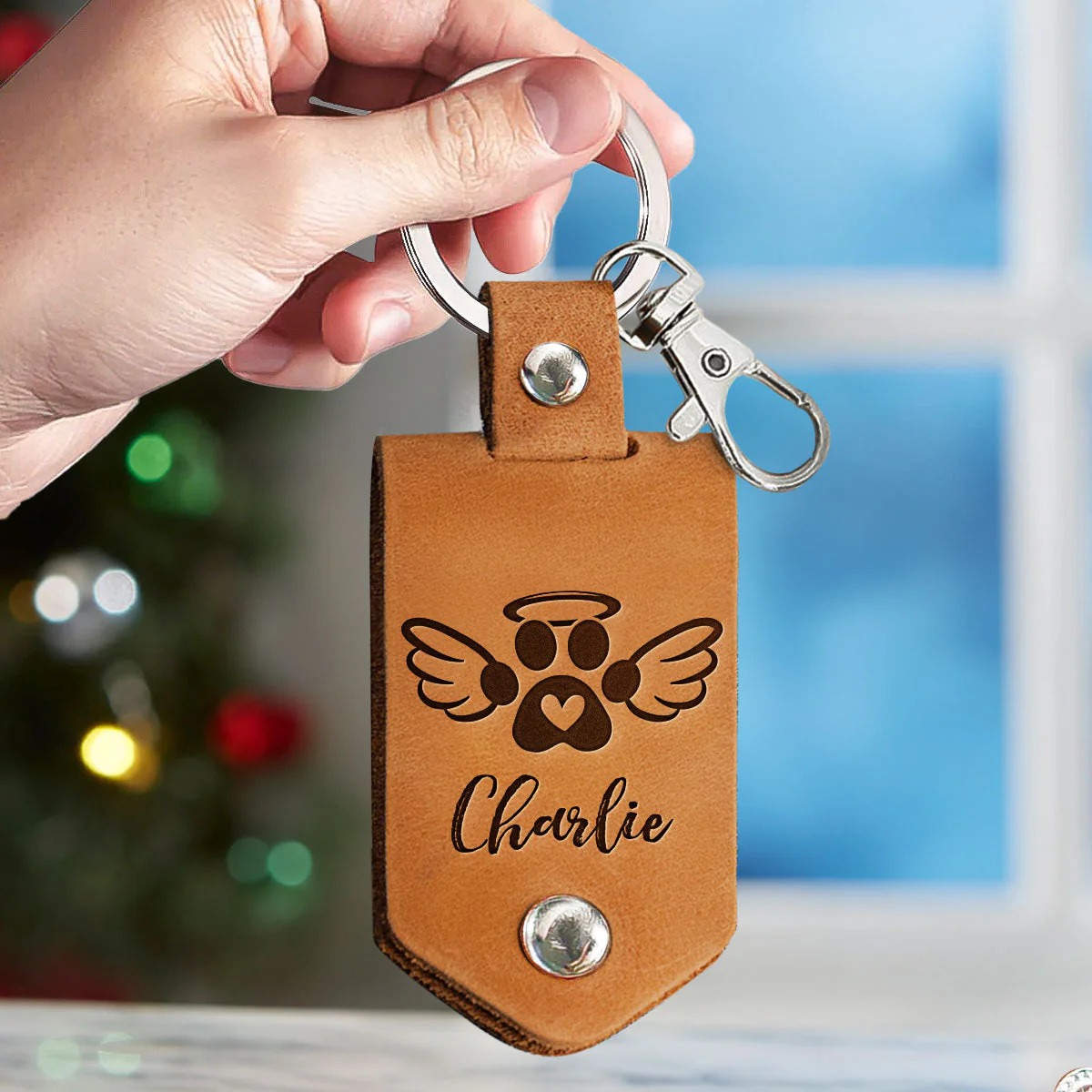 You Left Paw Prints - Personalized Leather Photo Keychain - Image 2