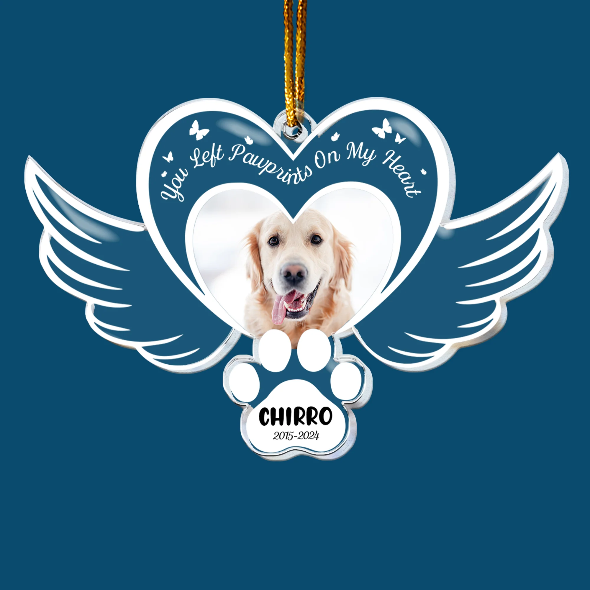 You Left Pawprints On My Heart - Personalized Acrylic Photo Ornament - Image 6