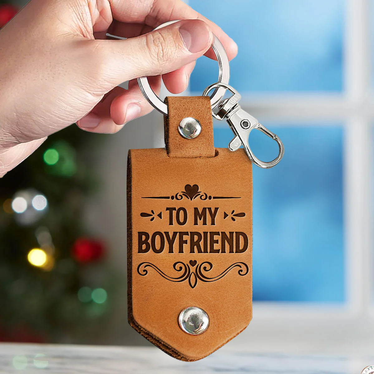 You’ll Always Be Stuck With Me - Personalized Leather Photo Keychain - Image 4