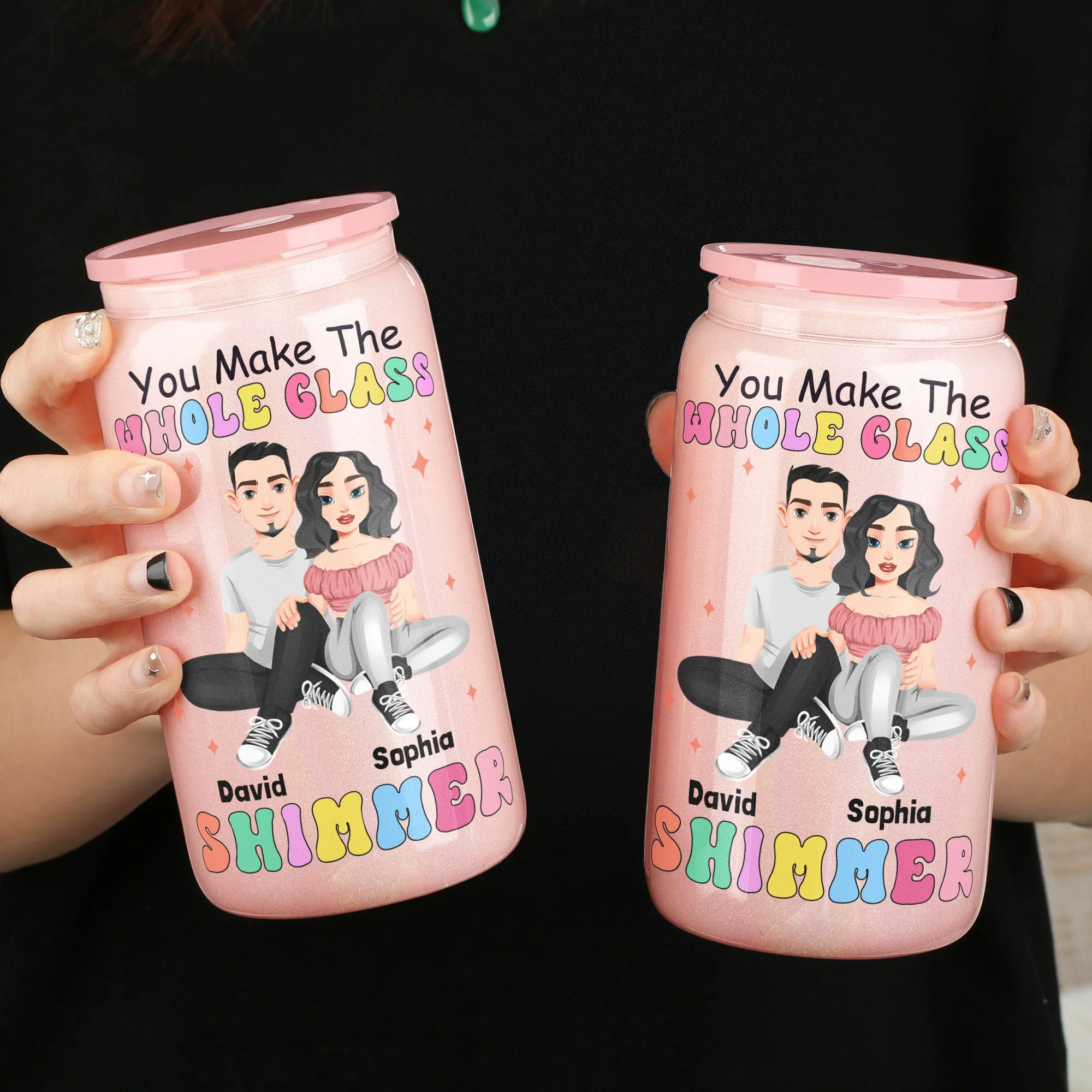 You Make The Whole Glass Shimmer - Personalized Shimmer Glass Can - Image 3