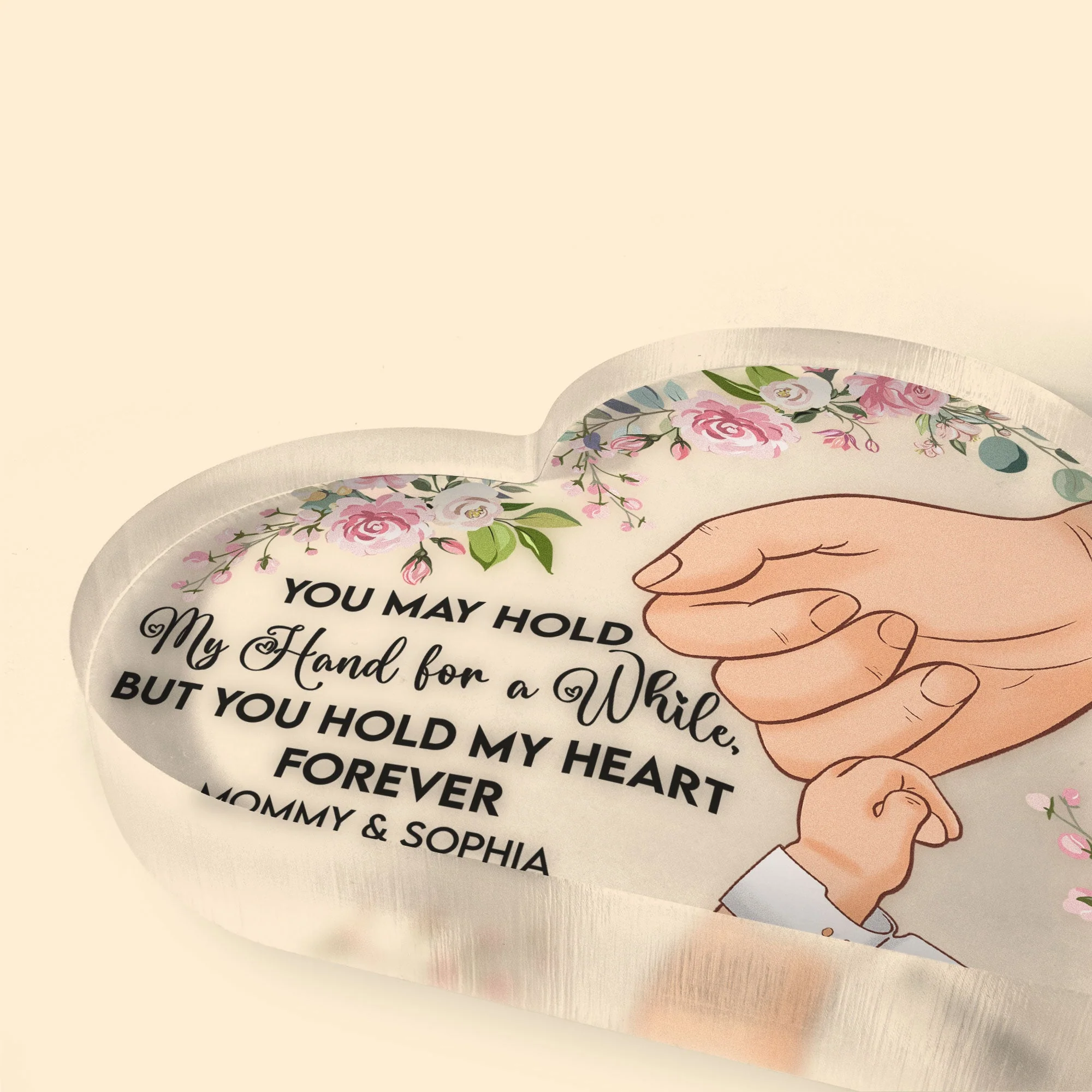 You May Hold My Hand For A While - Personalized Heart Shaped Acrylic Plaque - Image 3