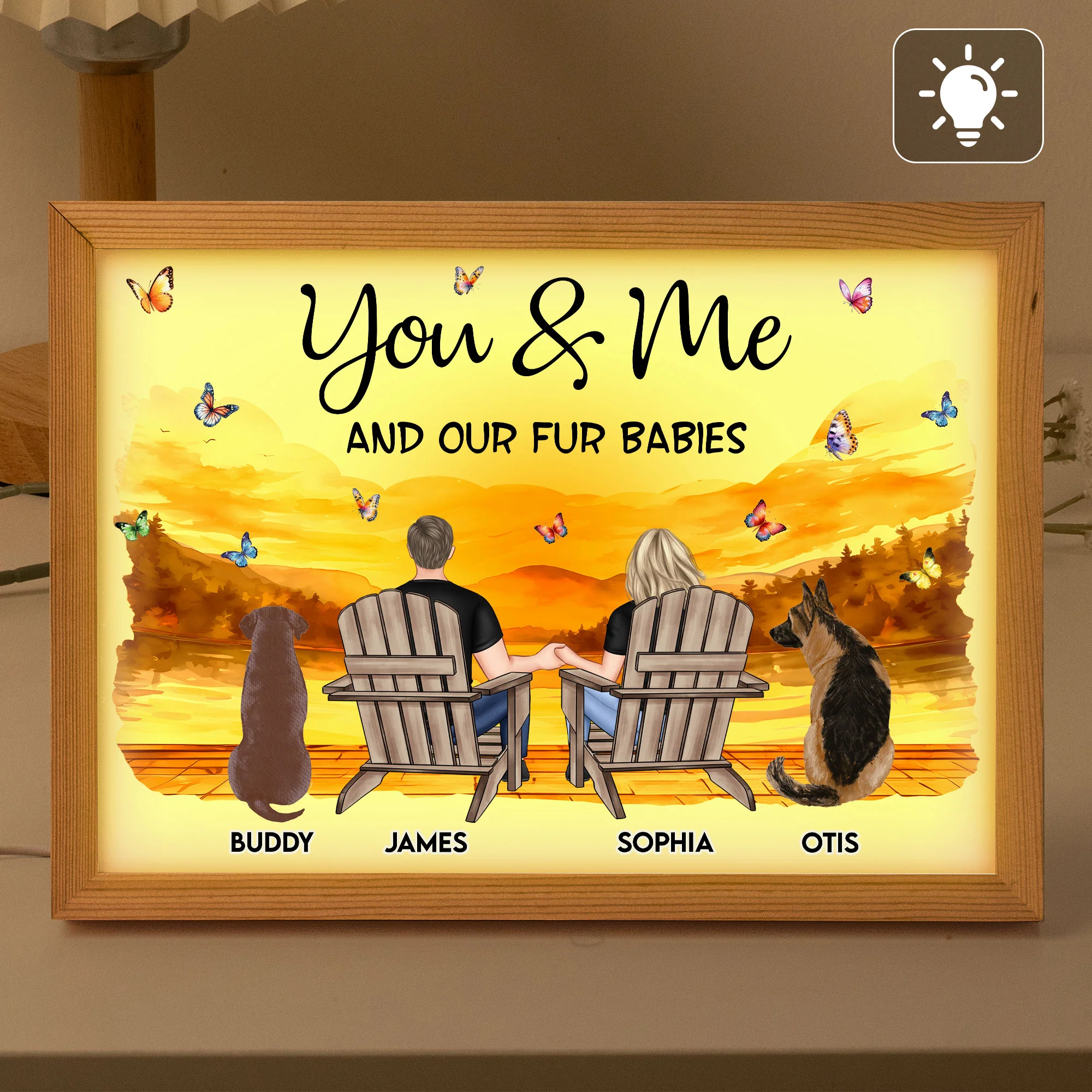You & Me And Our Fur Babies - Personalized Light Up Picture Frame - Image 2