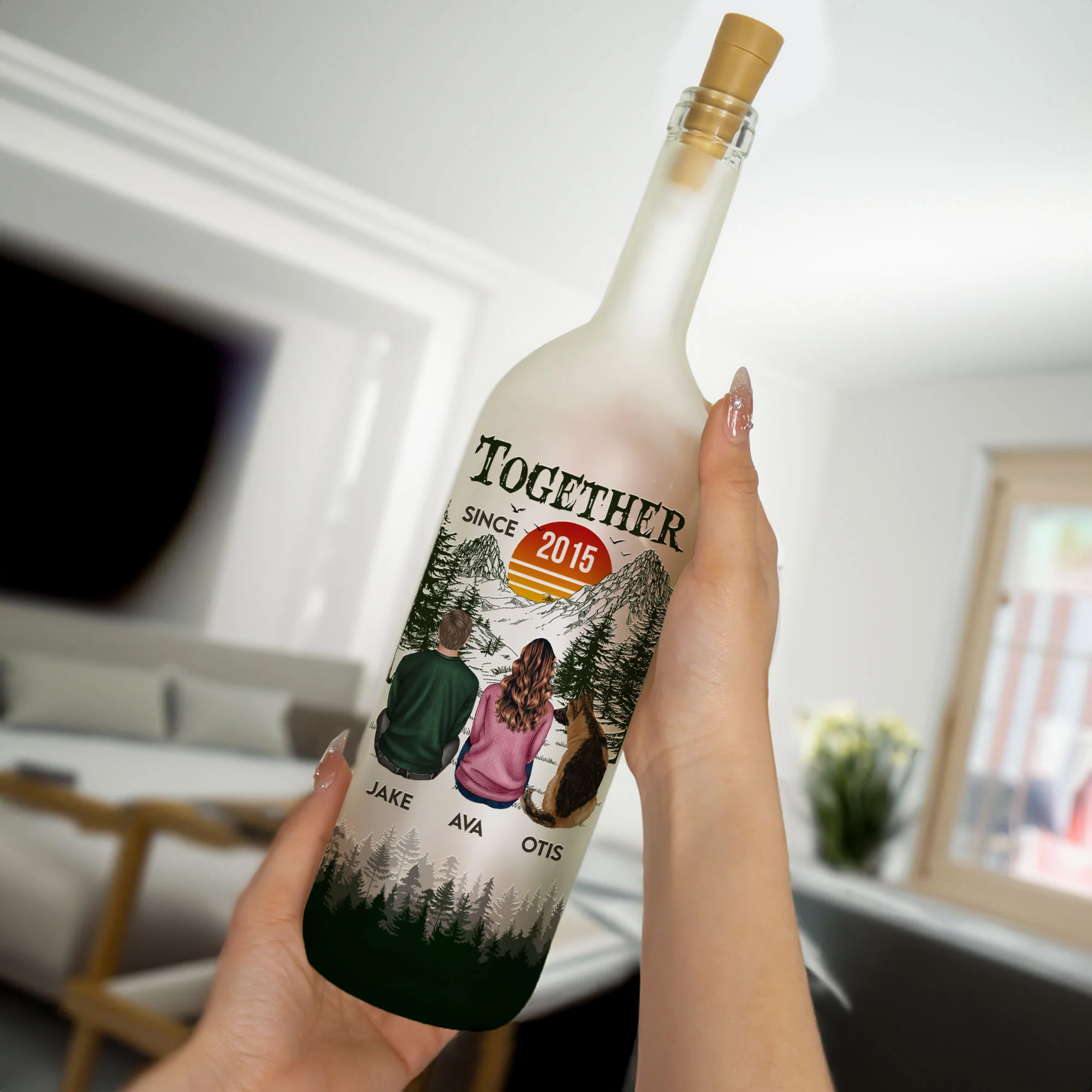 You Me And The Dog New Version - Personalized Bottle Lamp - Image 3