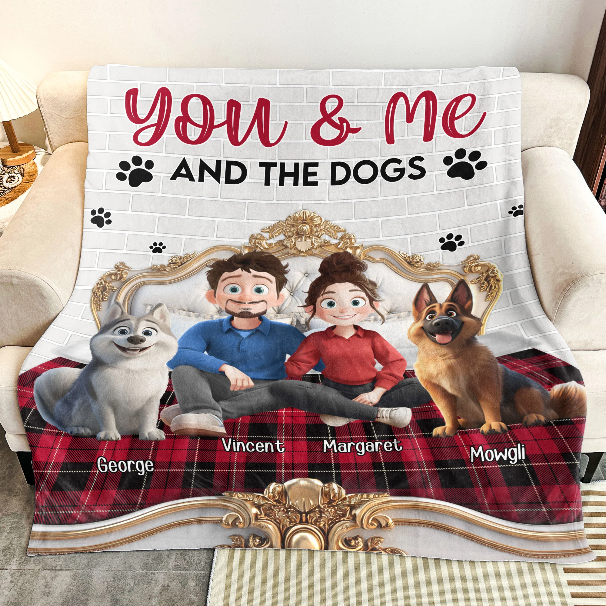 You & Me And The Dogs New Funny Version - Personalized Blanket - Image 3