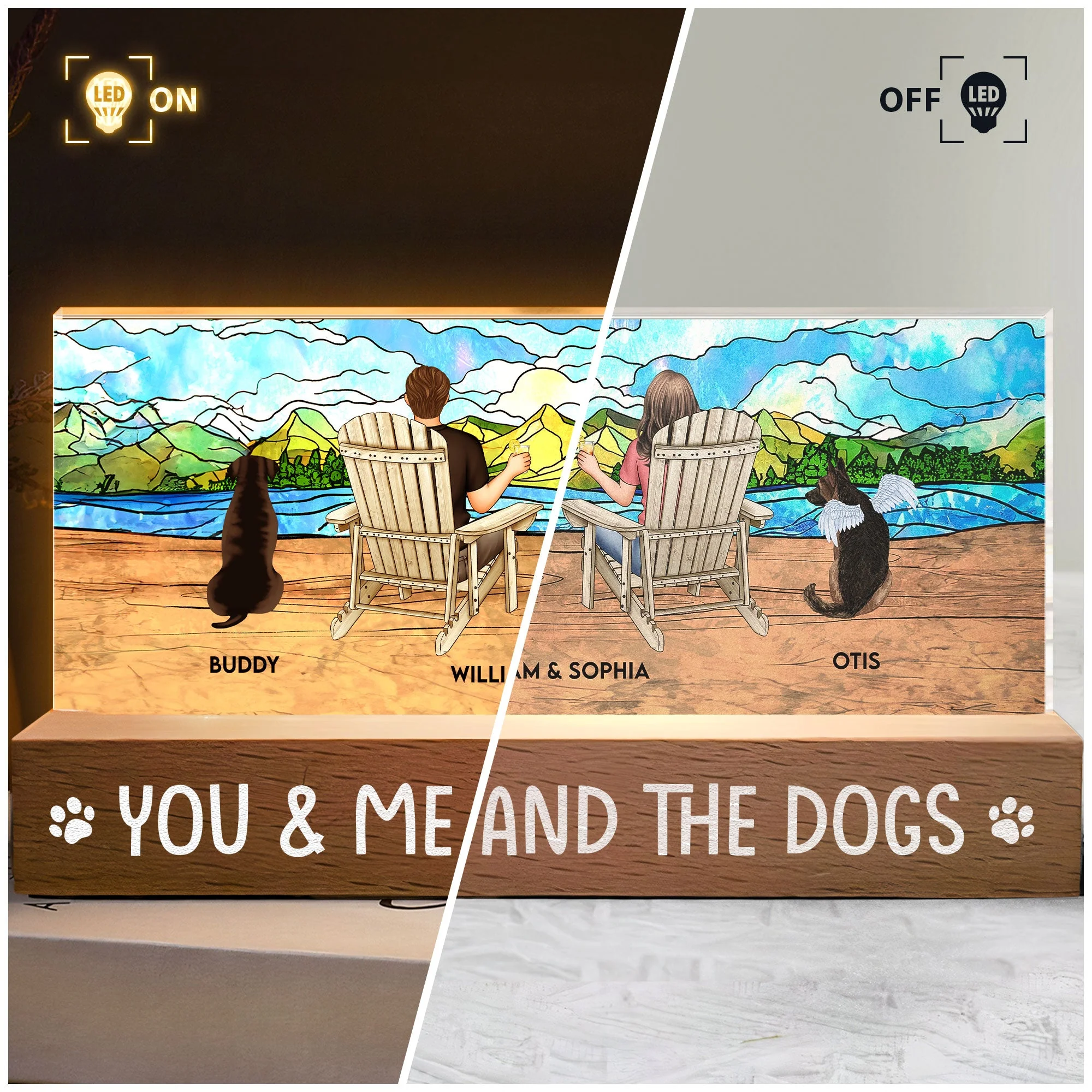 You, Me And The Dogs - Personalized LED Night Light - Image 3