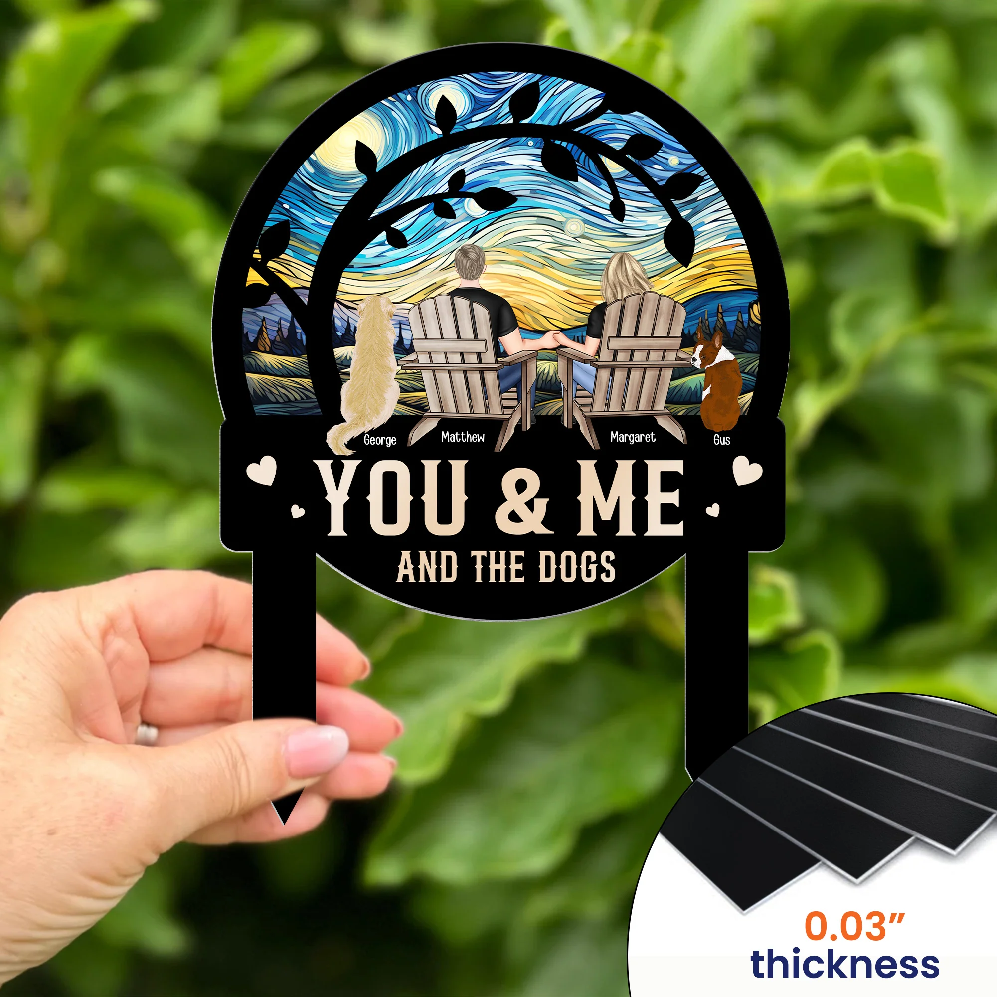 You & Me And The Dogs - Personalized Metal Garden Stake - Image 3