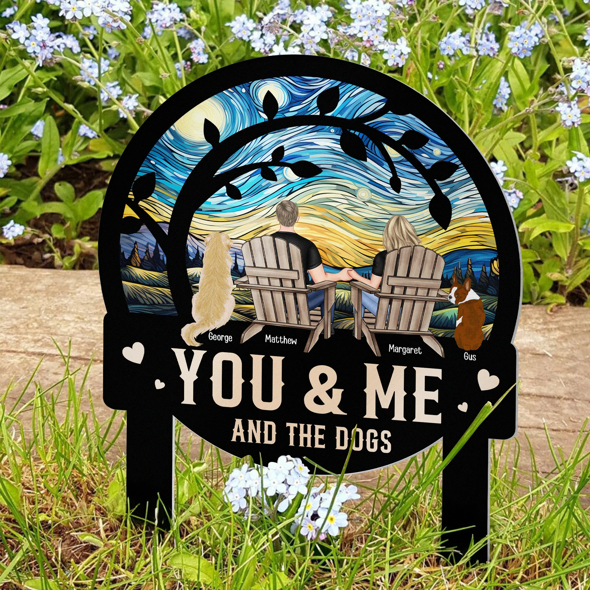 You & Me And The Dogs - Personalized Metal Garden Stake - Image 5