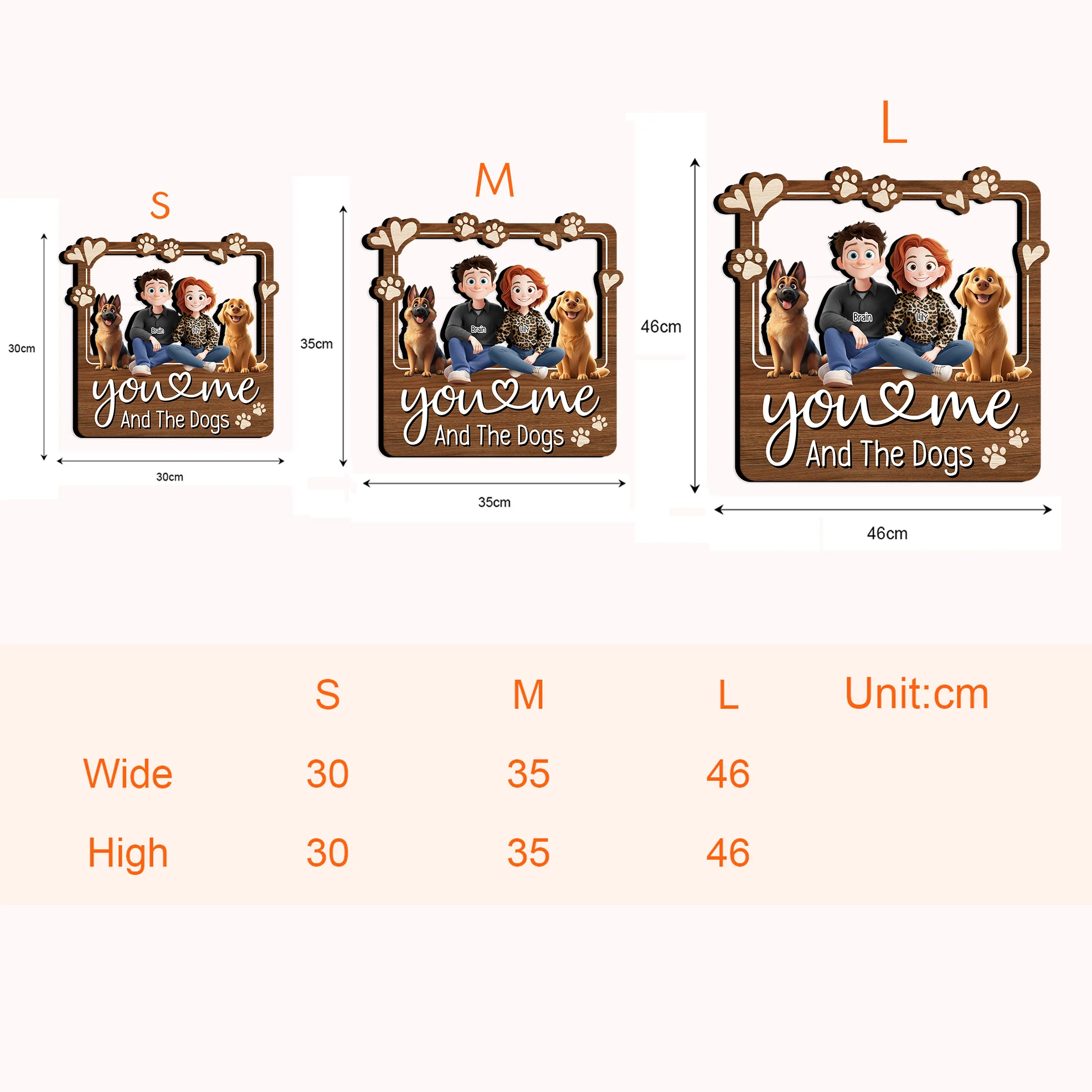 You & Me And The Dogs - Personalized Wood Sign - Image 4