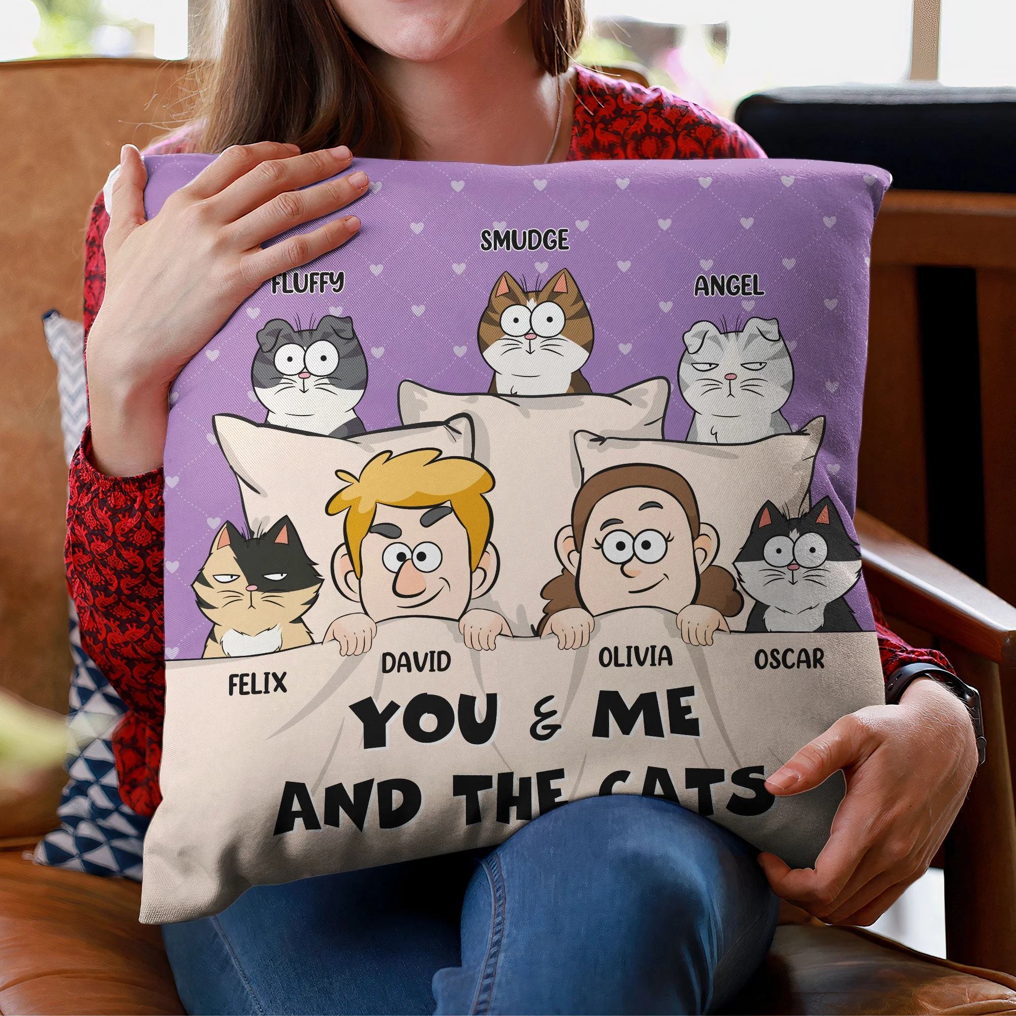 You & Me And The Dogs + The Cats - Personalized Pillow (Insert Included) - Image 3