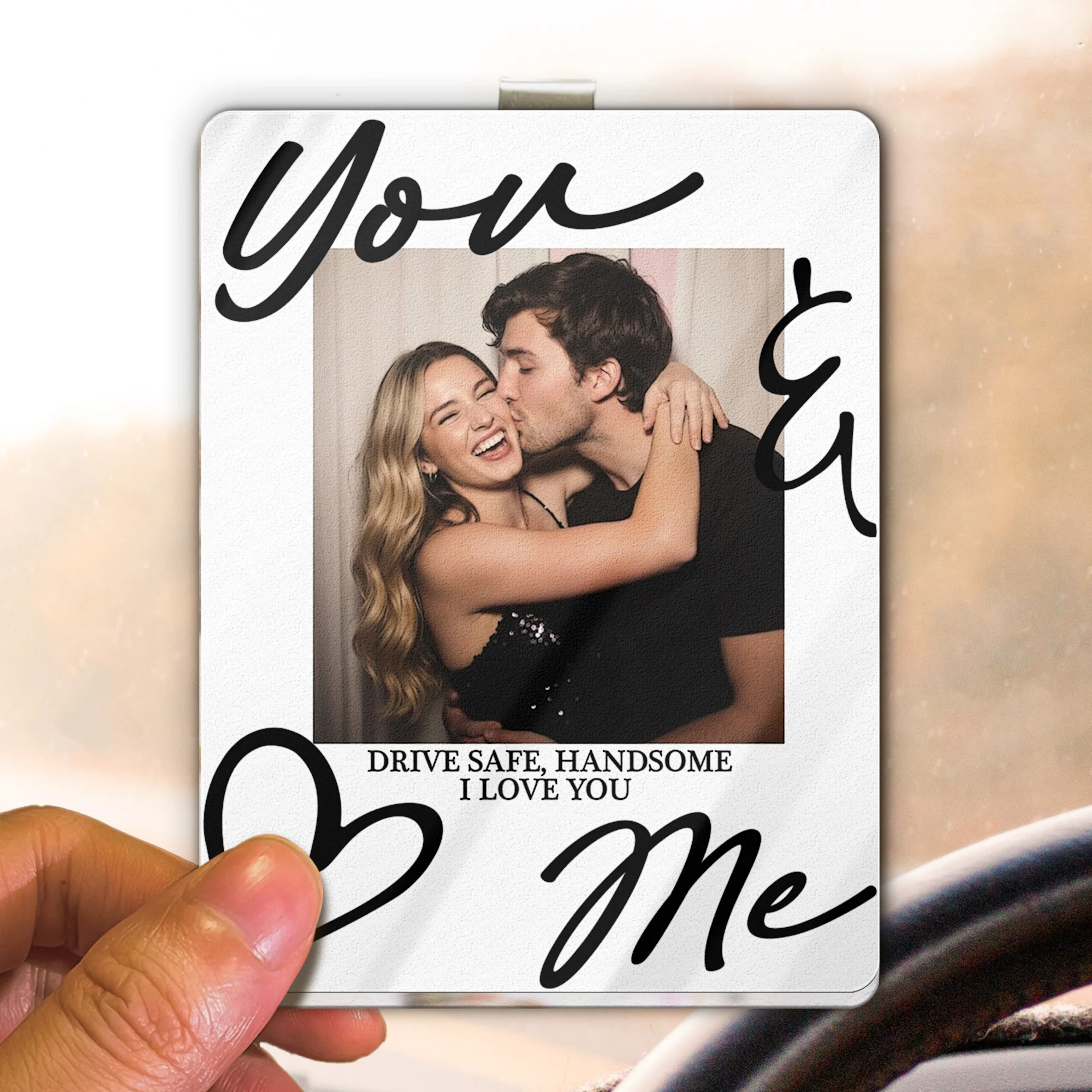 You & Me Drive Safe I Love You - Personalized Acrylic Photo Visor Clip - Image 5
