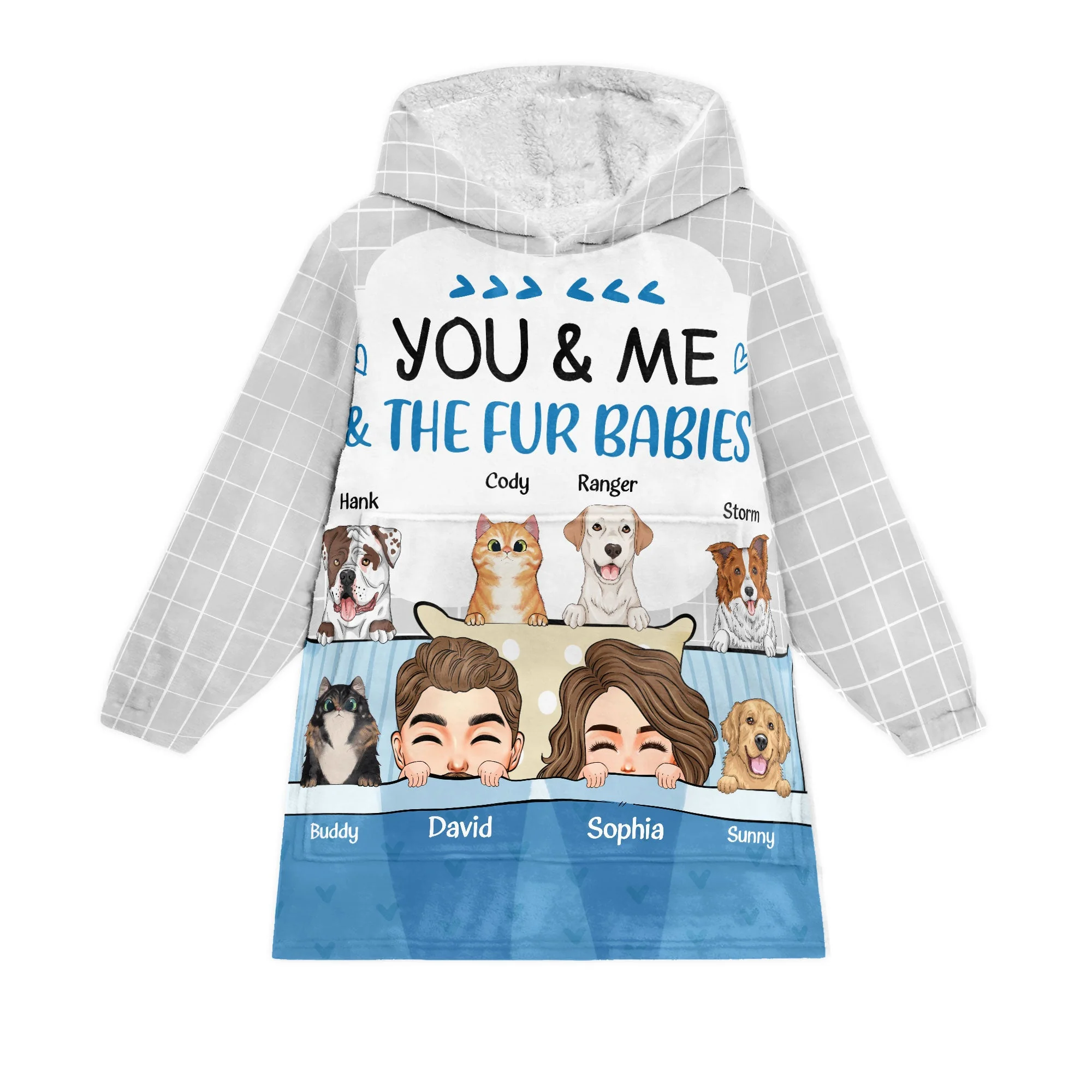 You, Me, Fur Babies - Personalized Oversized Blanket Hoodie - Image 5