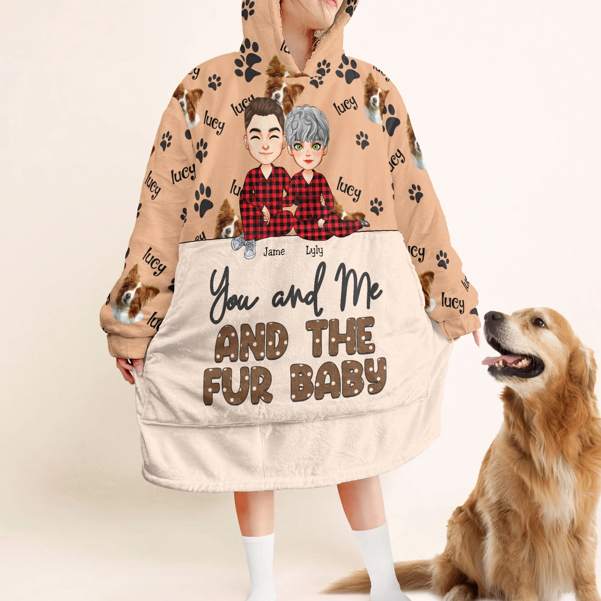 You Me Fur Babies - Personalized Oversized Blanket Hoodie - Image 2