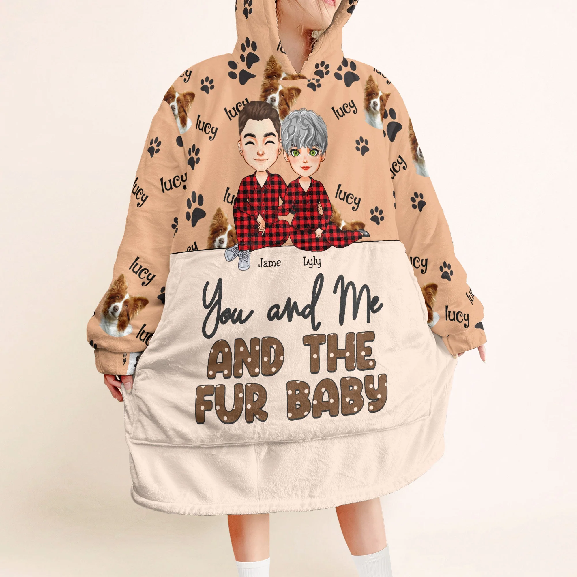 You Me Fur Babies - Personalized Oversized Blanket Hoodie - Image 3