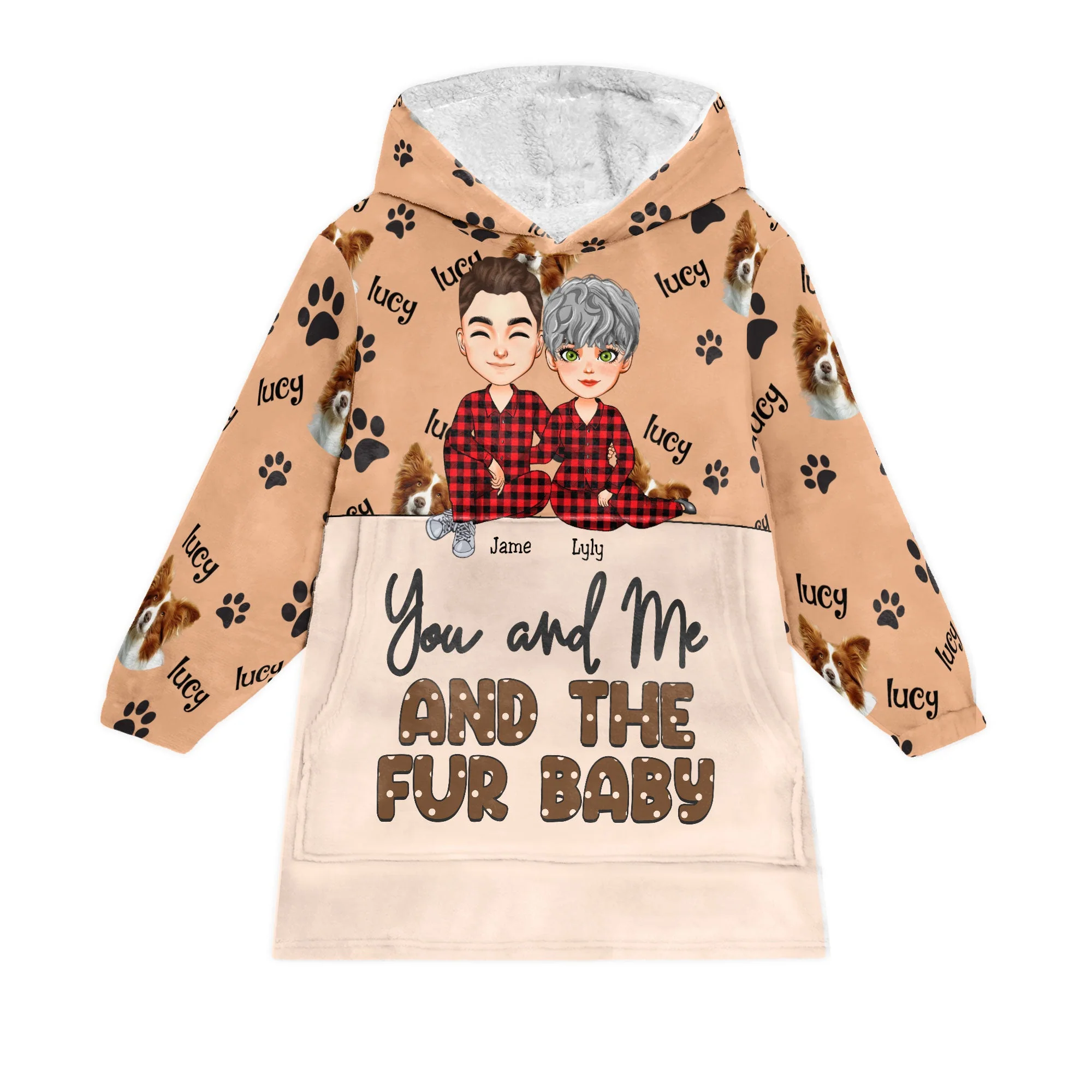 You Me Fur Babies - Personalized Oversized Blanket Hoodie - Image 5