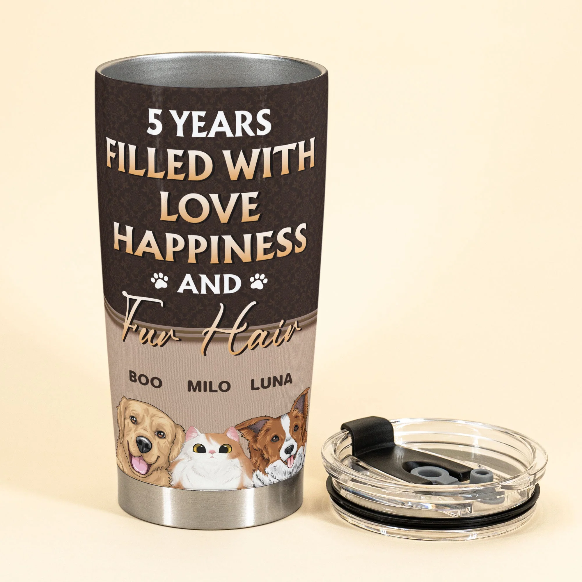 You & Me & Fur Babies - Personalized Tumbler Cup - Image 3