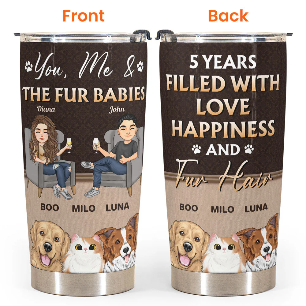 You & Me & Fur Babies - Personalized Tumbler Cup - Image 4