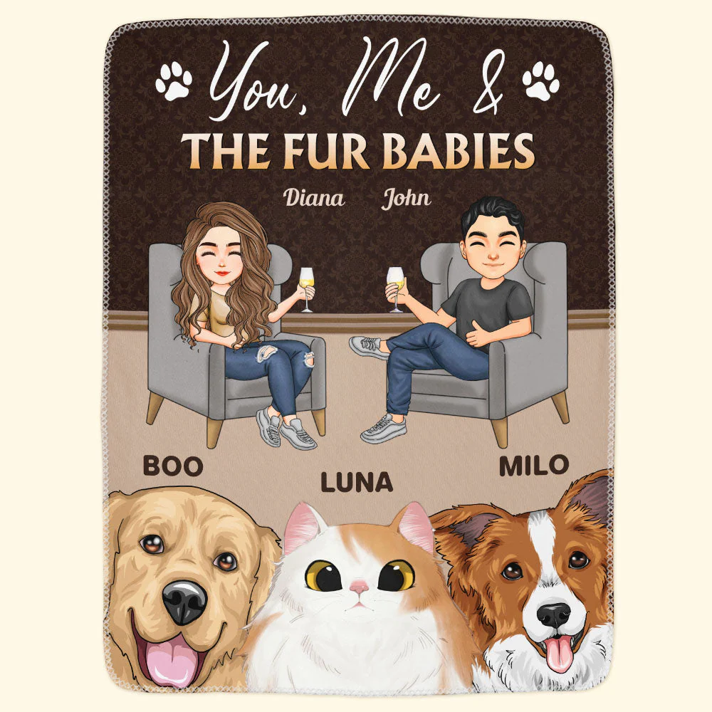 You Me Our Fur Babies - Personalized Blanket- Home Decor Anniversary Gifts For Husband, Wife, Couple - Image 3