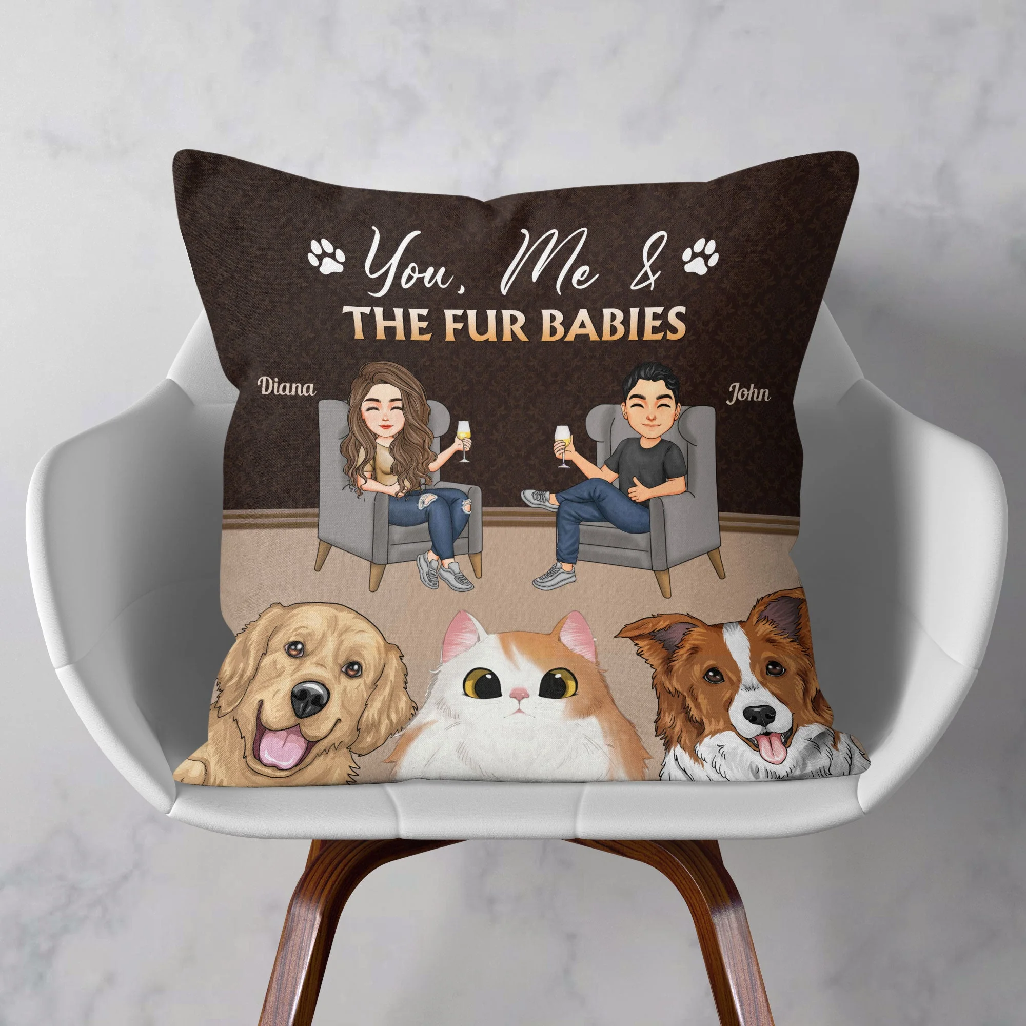 You Me Our Fur Babies - Personalized Pillow (Insert Included) - Image 2